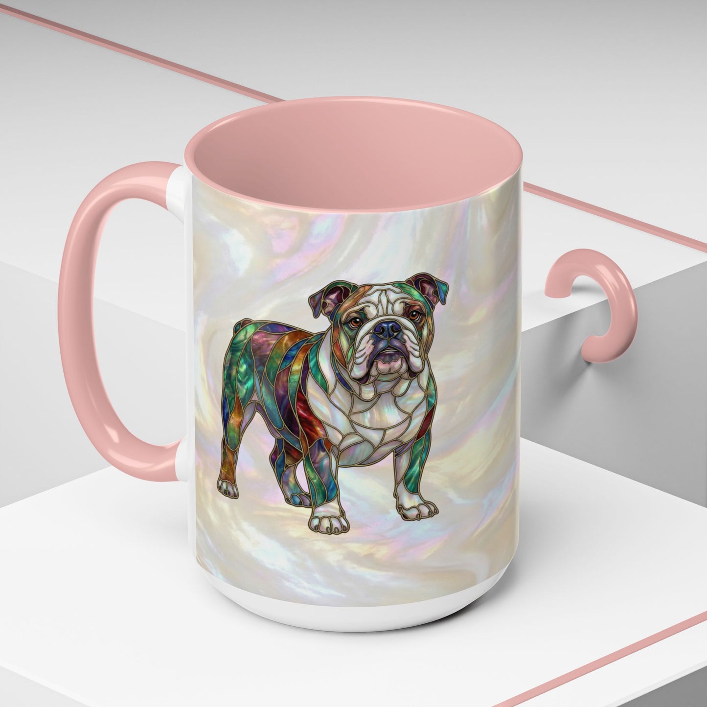 English Bulldog Accent Coffee Mug -Stained Glass Style (11/15oz) - 14630