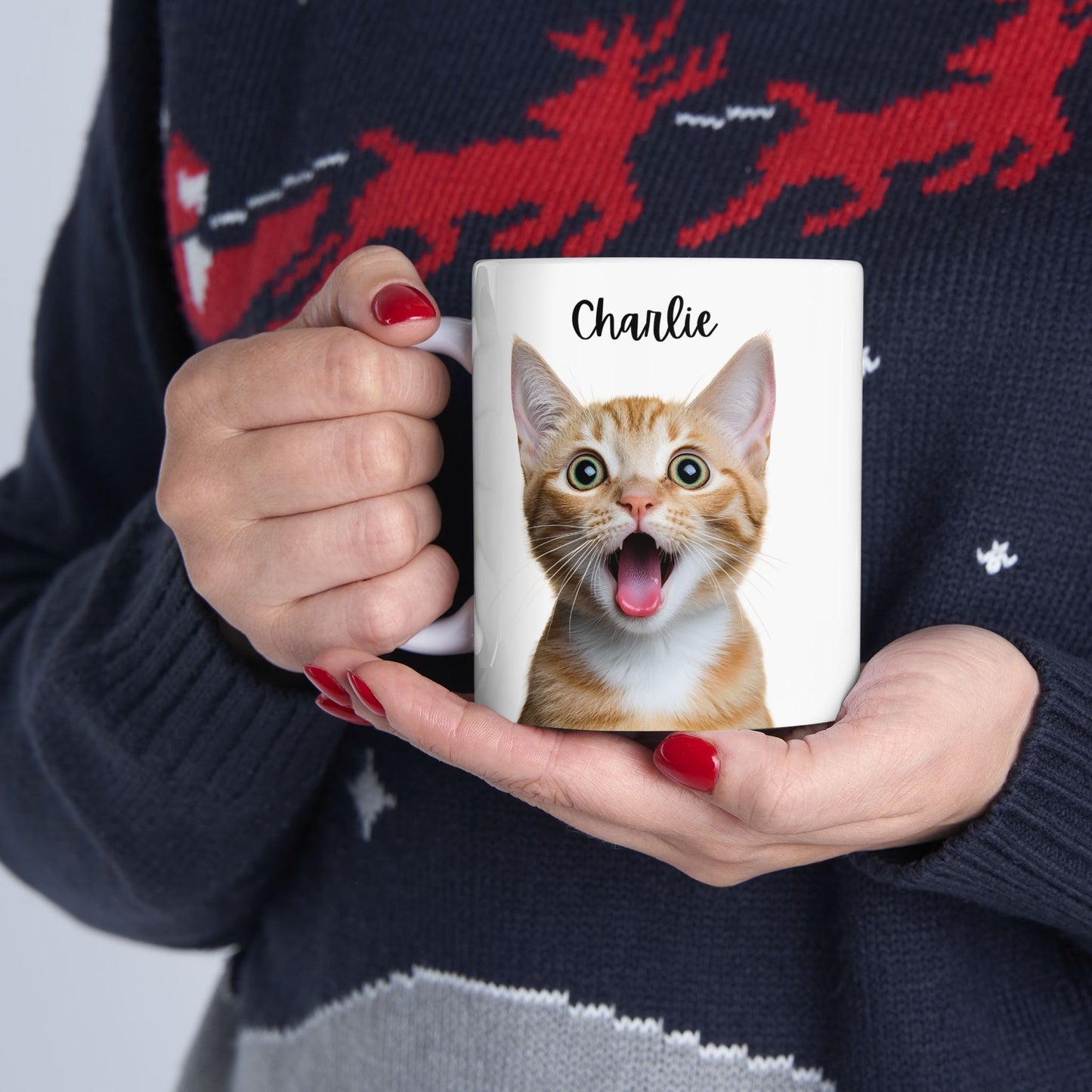 Cute Cat Ceramic Mug, Funny Pet Lover Gift, Cat Mom Coffee Cup, Animal Lover Mug, Personalized Drinkware - 14193