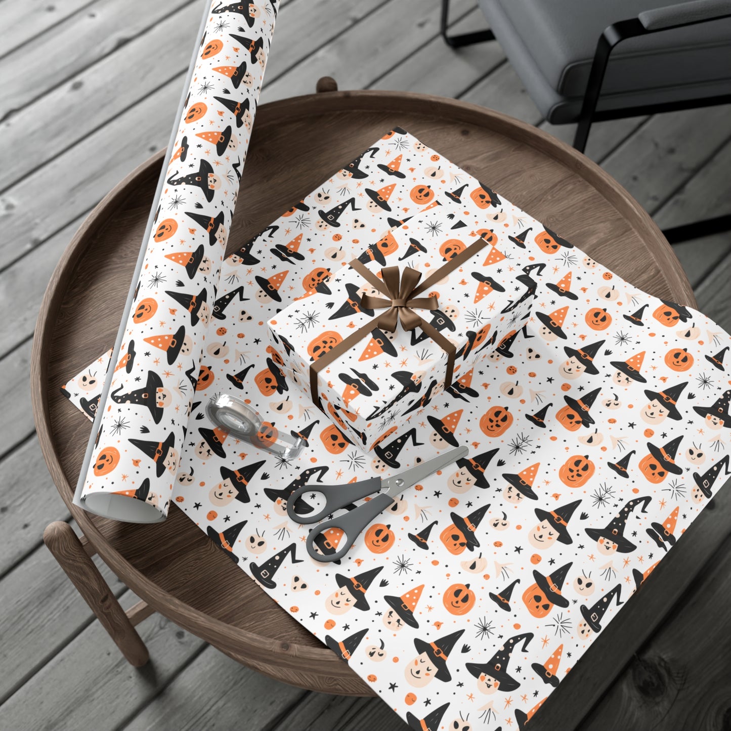 Pumpkin Wearing a Black Hat - Gift Wrap Papers - 13851