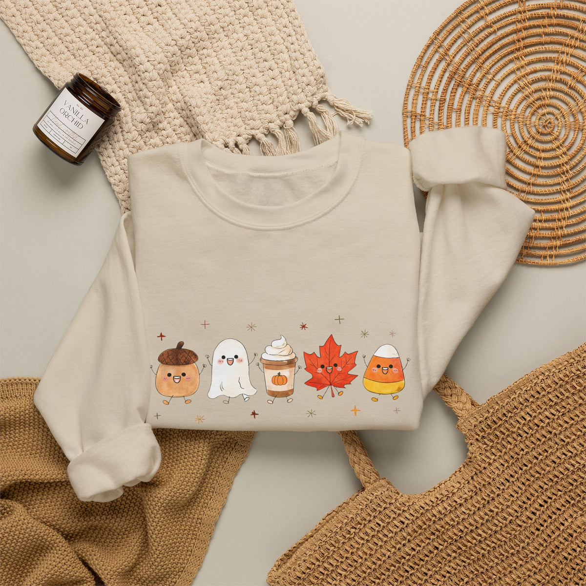 Cute Fall Harvest Sweatshirt, Ghost, Pumpkin Spice & Autumn Crewneck - 14534