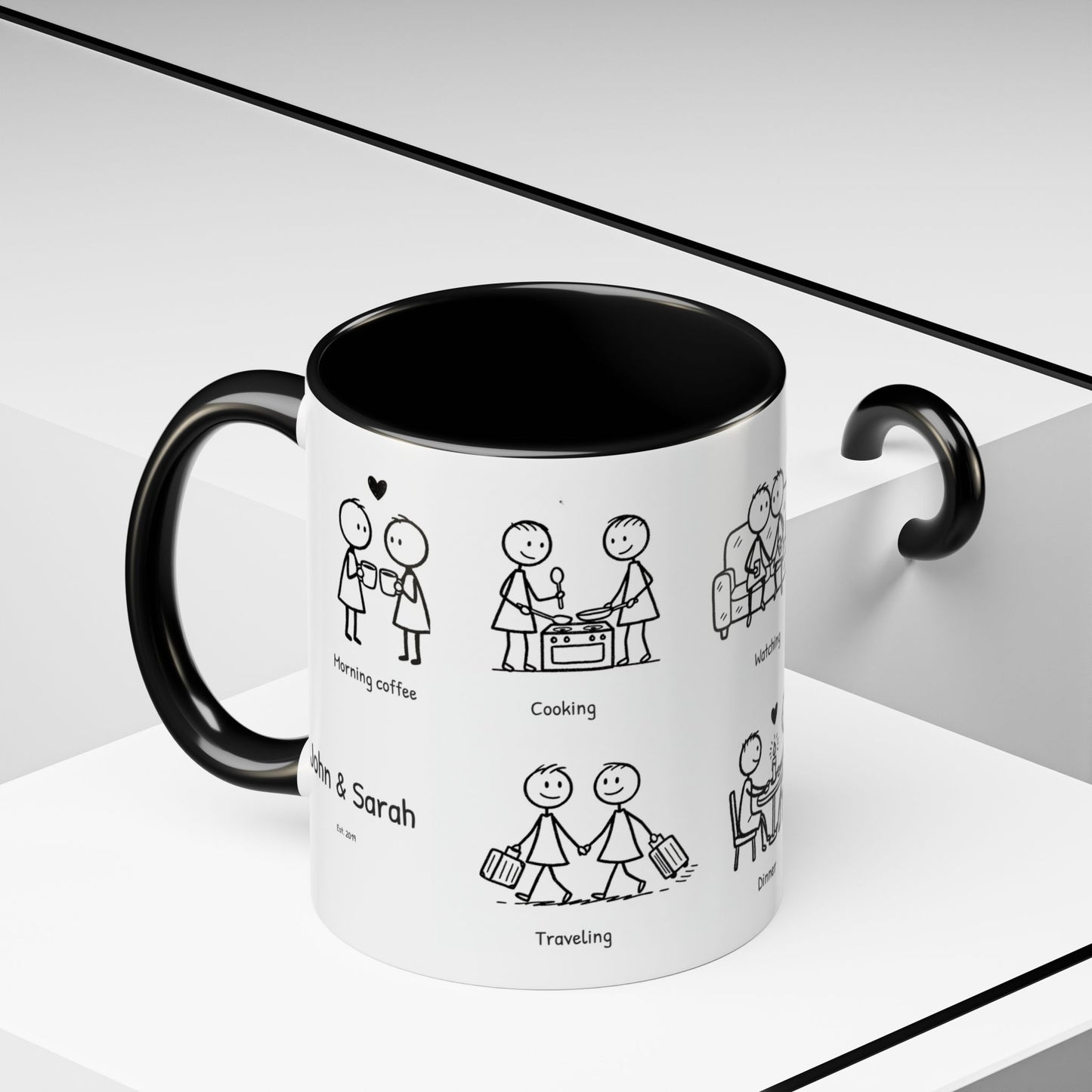 Our Favorite Things to Do Valentine’s Mug – Cozy Couples Illustrated Accent Coffee Mug - 14705