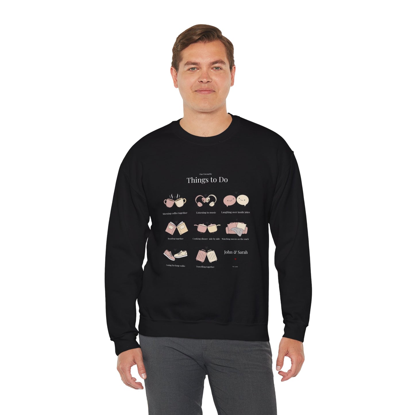 Our Favourite Things to Do Together – Personalised Illustration Crewneck Sweatshirt | Valentine’s Gift - 14726