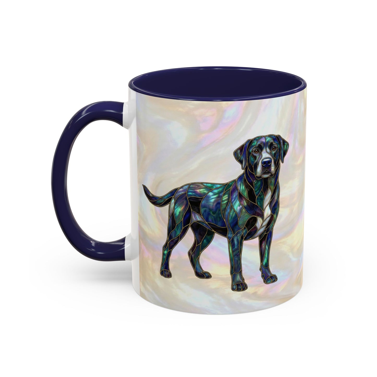 Black Labrador Accent Coffee Mug -Stained Glass Style (11/15oz) 14618