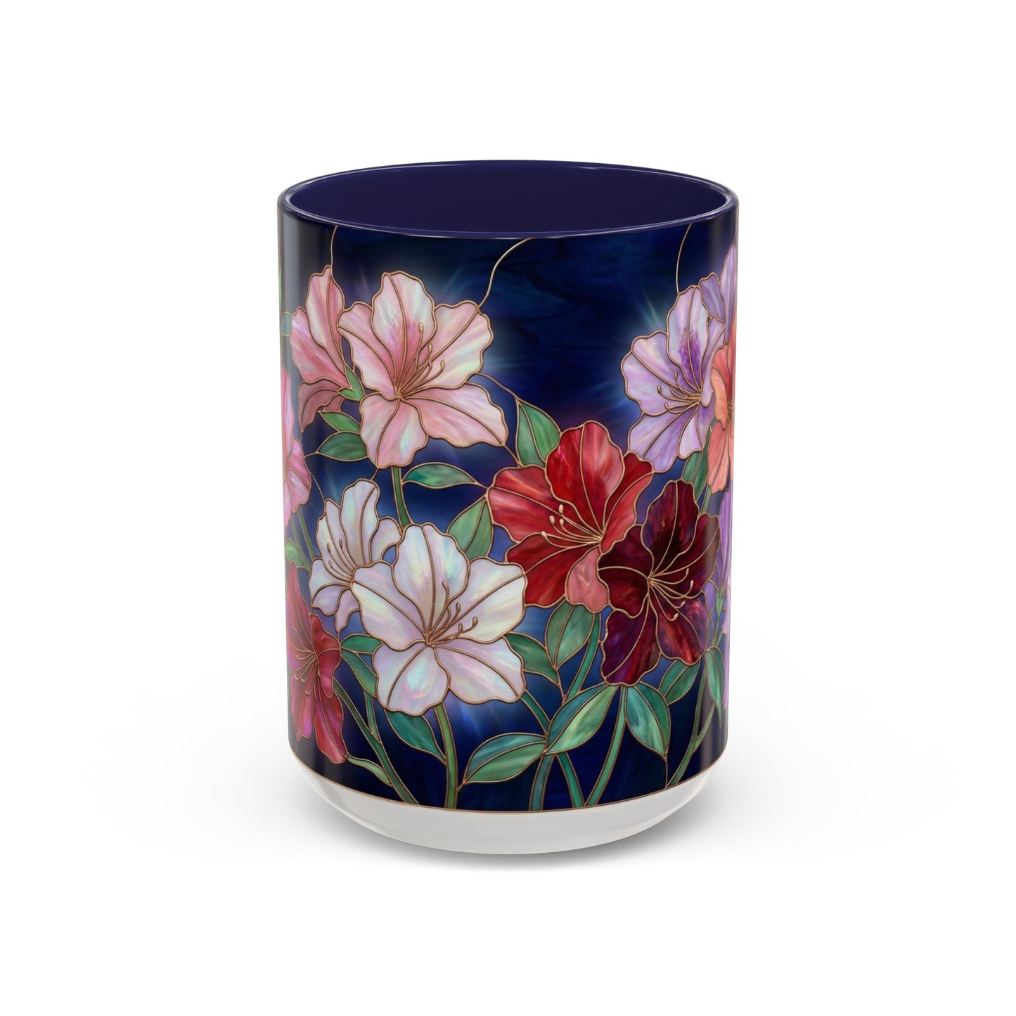 Azalea Floral Accent Coffee Mug — Stained Glass Design 11/15oz - 14554