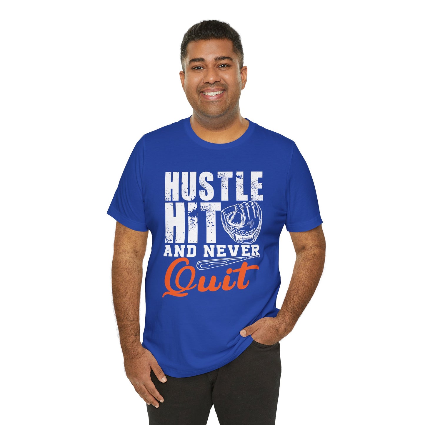 Baseball: Hustle Hit And Never Quit - Unisex Jersey Short Sleeve Tee - 13859