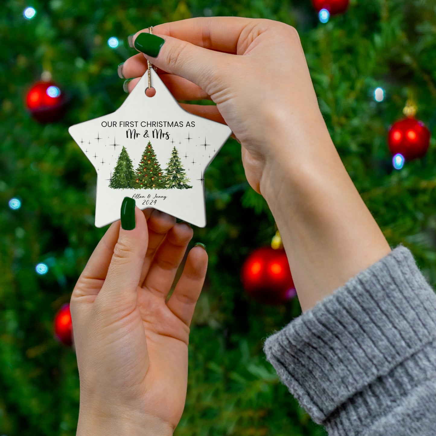 Our First Christmas As Mr & Mrs - Ceramic Ornament, 4 Shapes - 10117