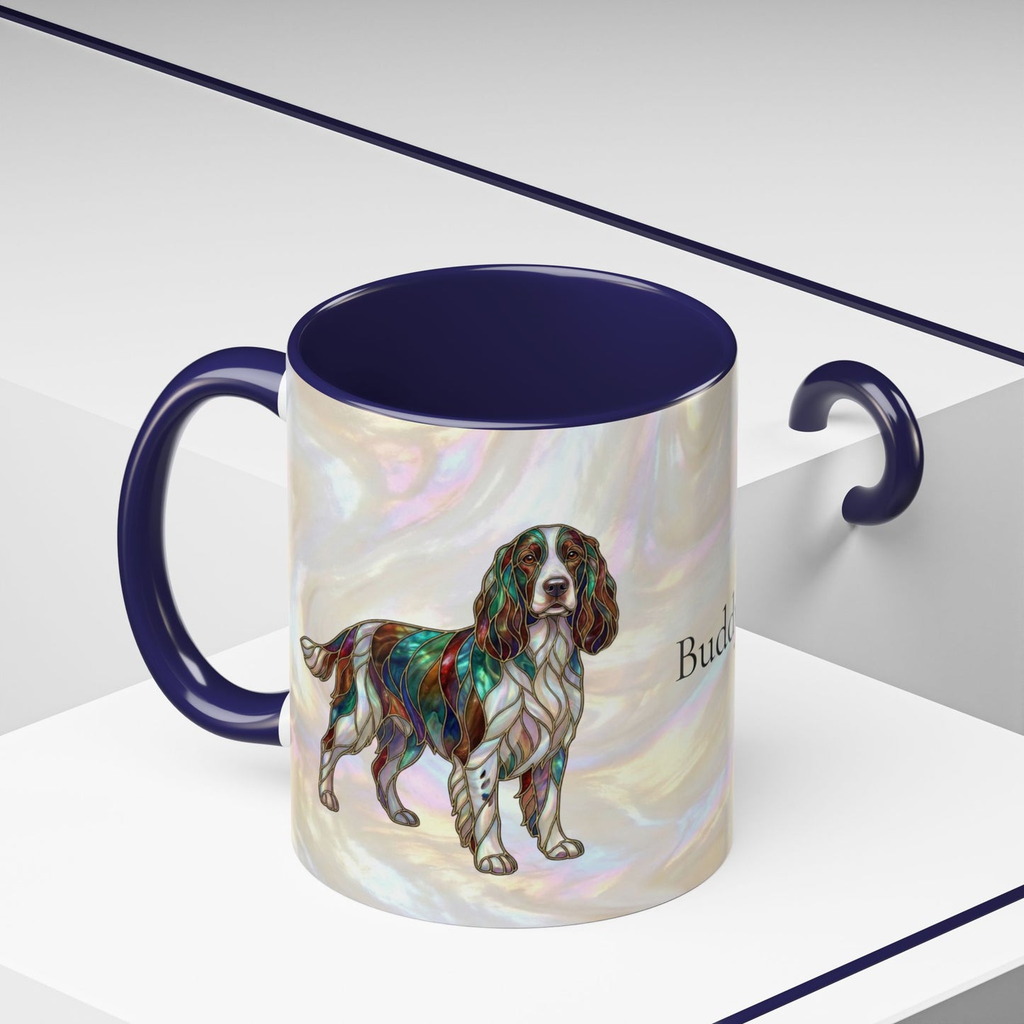 Springer Spaniel Accent Coffee Mug – Stained Glass Design 11/15oz - 14648