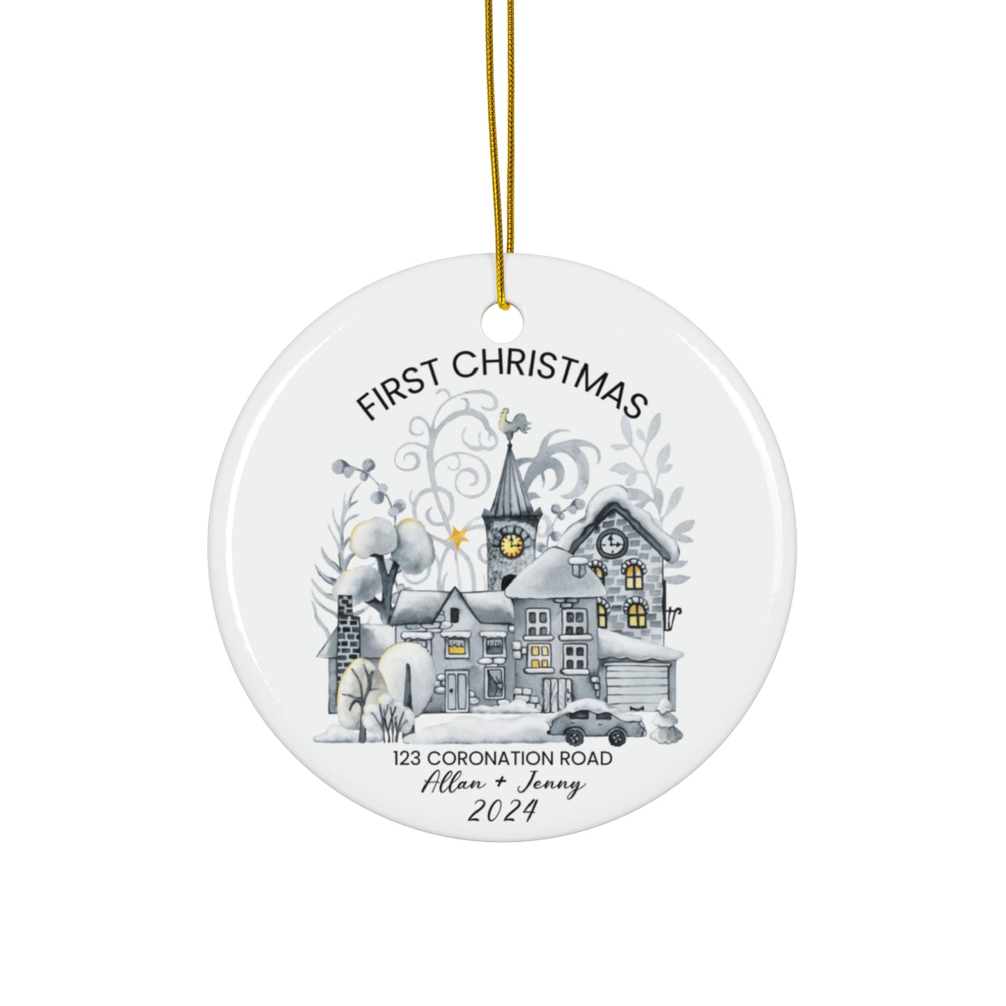 First Christmas, Allan+Jenny, Customizable - Ceramic Ornament, 4 Shapes - 10116