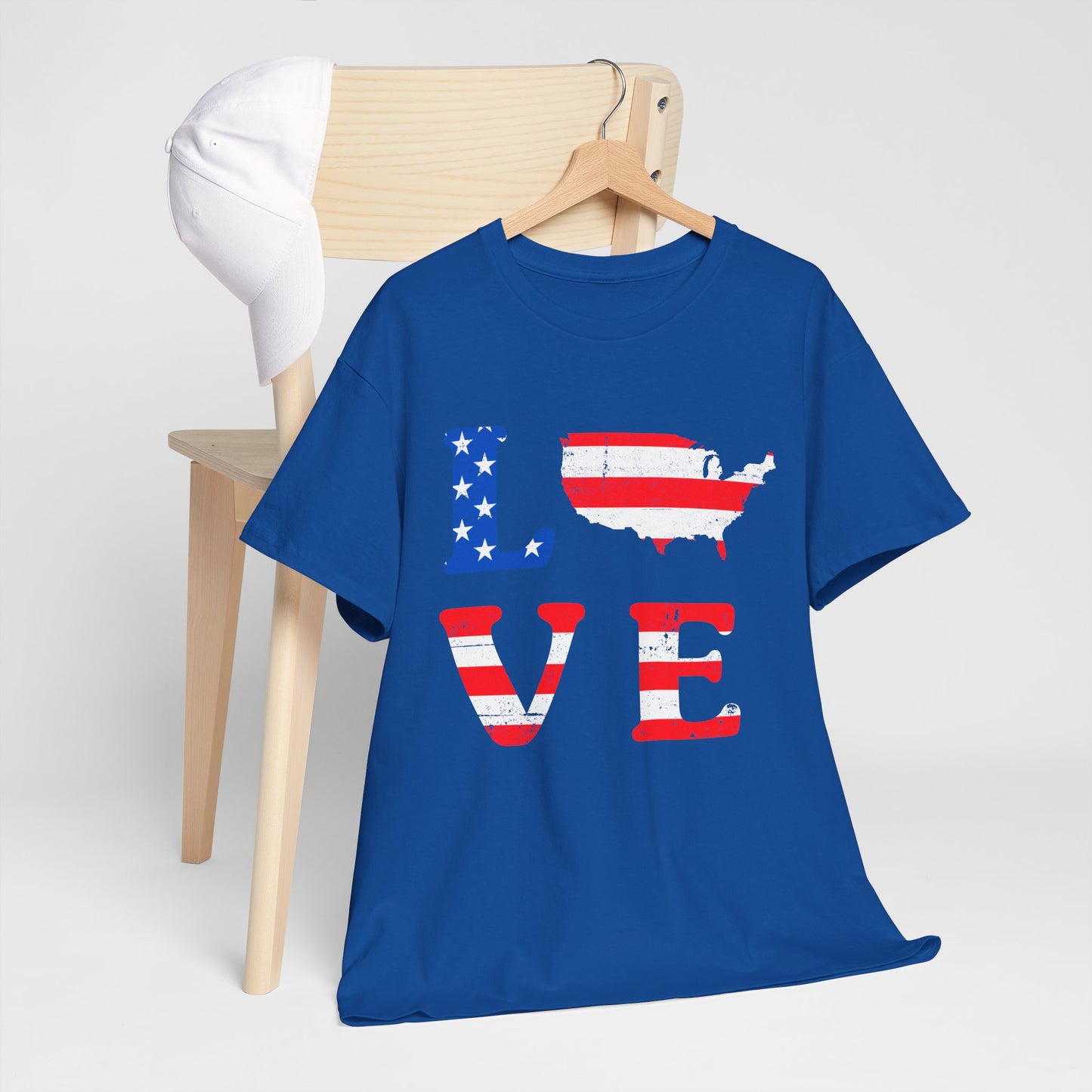 Patriotic Love Tee | Unisex Heavy Cotton T-Shirt, USA Love Shirt, 4th of July Gift, Casual Wear, Independence Day Apparel - 13696