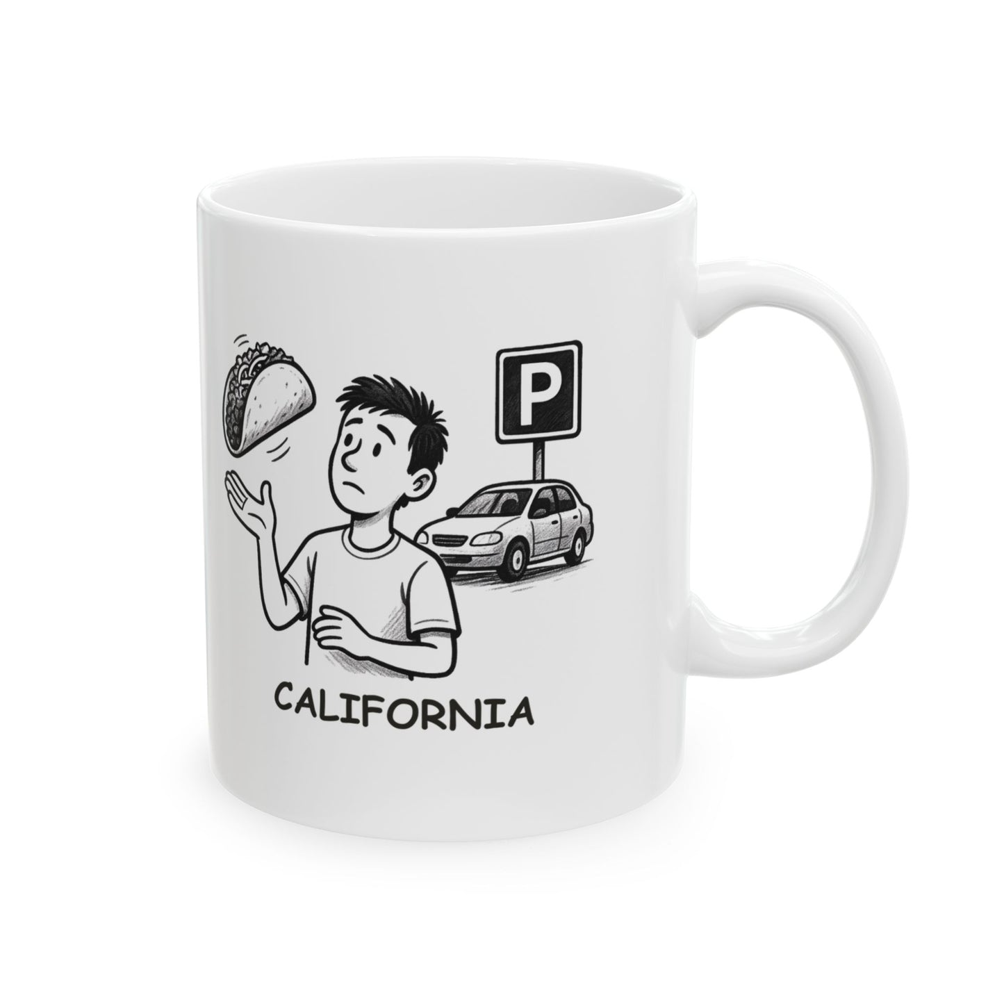"Life in California is a constant search for the perfect taco and the best parking spot." Ceramic Mug - 11oz & 15oz - 12740