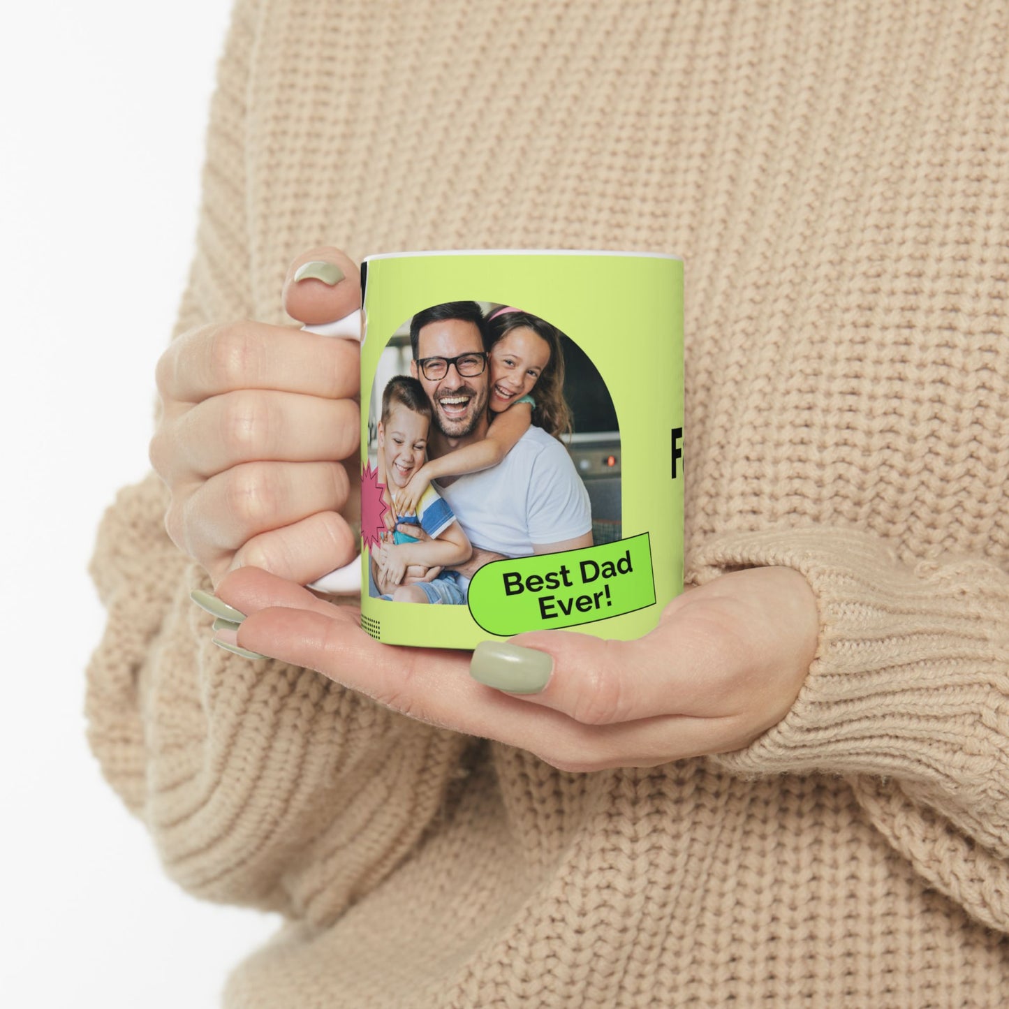 Happy Father's Day Ceramic Mug - Best Dad Ever Coffee Cup, Personalized Gift for Dads, Funny Mug for Him, Birthday Gift, Father's Day - 14052