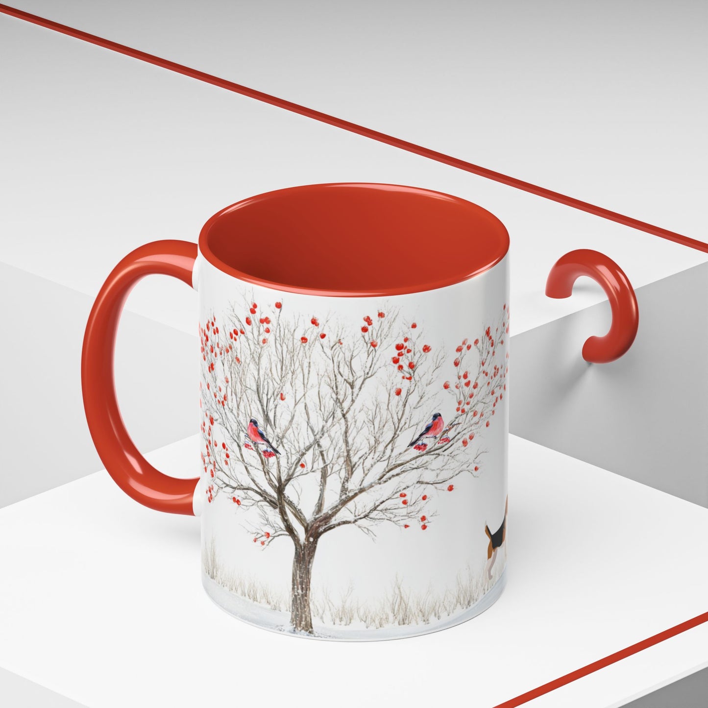 Winter Tree, Snowman & Puppy - Accent Coffee Mug (11, 15oz) - 10406