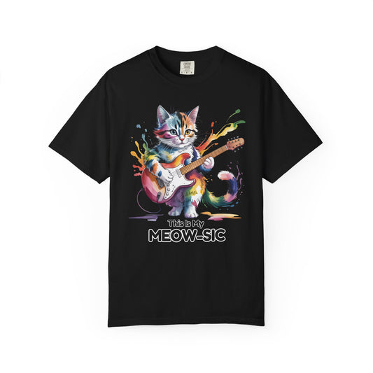 This Is My Meow-sic Cat T-Shirt – Funny Guitar Cat Tee, Music Lover Gift for Cat Mom, Rock Kitty Shirt - 14809