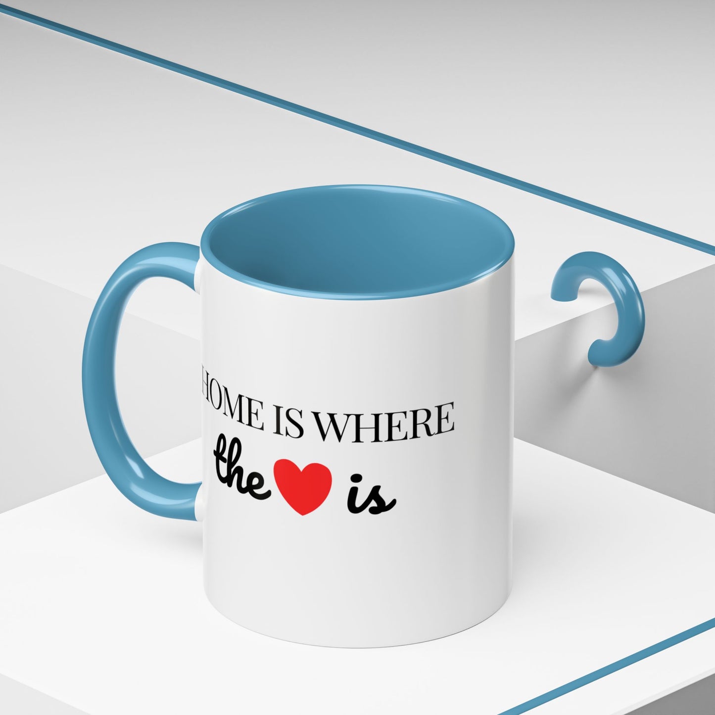 "Home is Where the Heart is" Coffee Mug —  Minimal Accent Ceramic Mug (11/15oz) - 14684