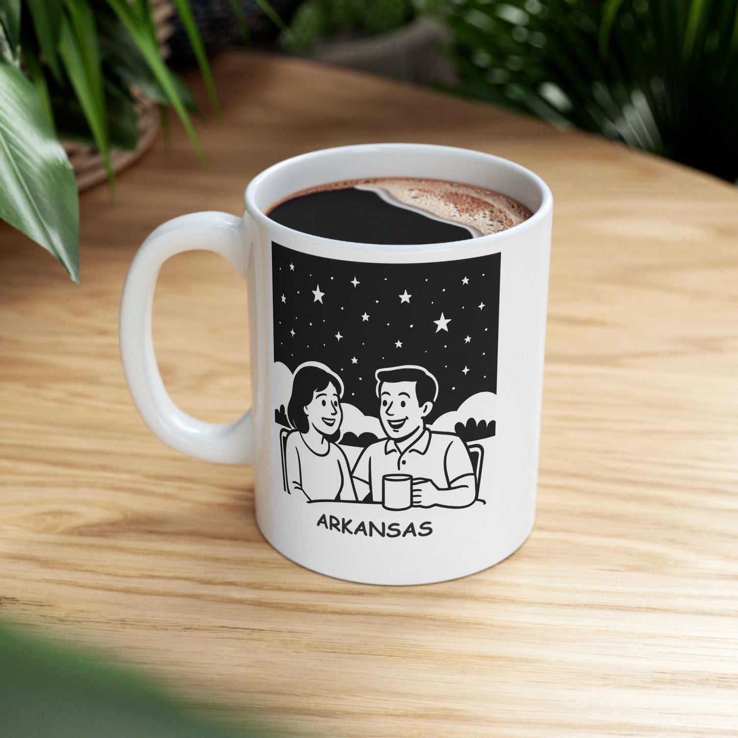 "Arkansas: Where the stars shine brighter and the conversations last longer." Ceramic Mug - 13325