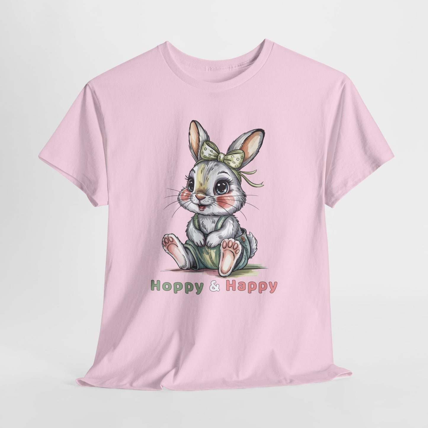 Cute Bunny T-Shirt – “Hoppy & Happy” Easter Rabbit Tee Gift for Kids & Adults - 14848