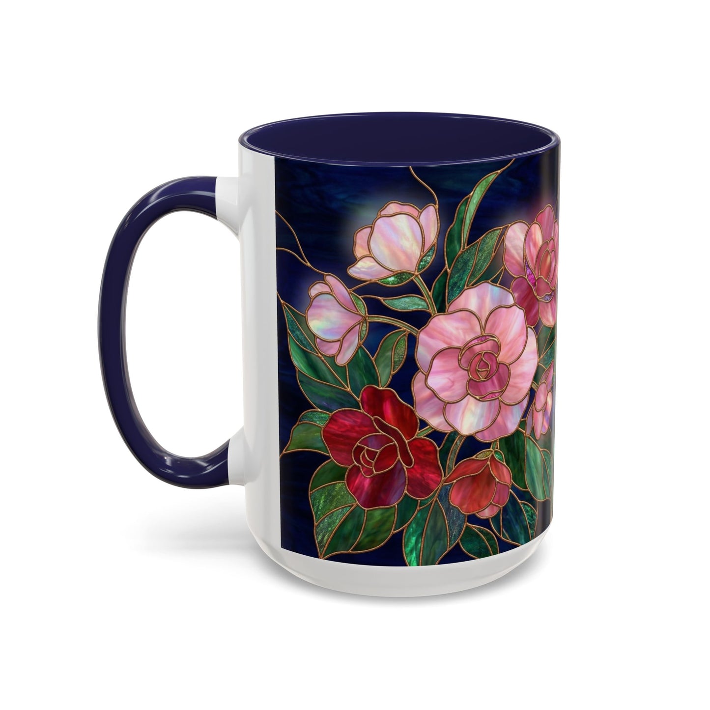 Begonia Floral Accent Coffee Mug – Stained Glass Design 11/15oz - 14555