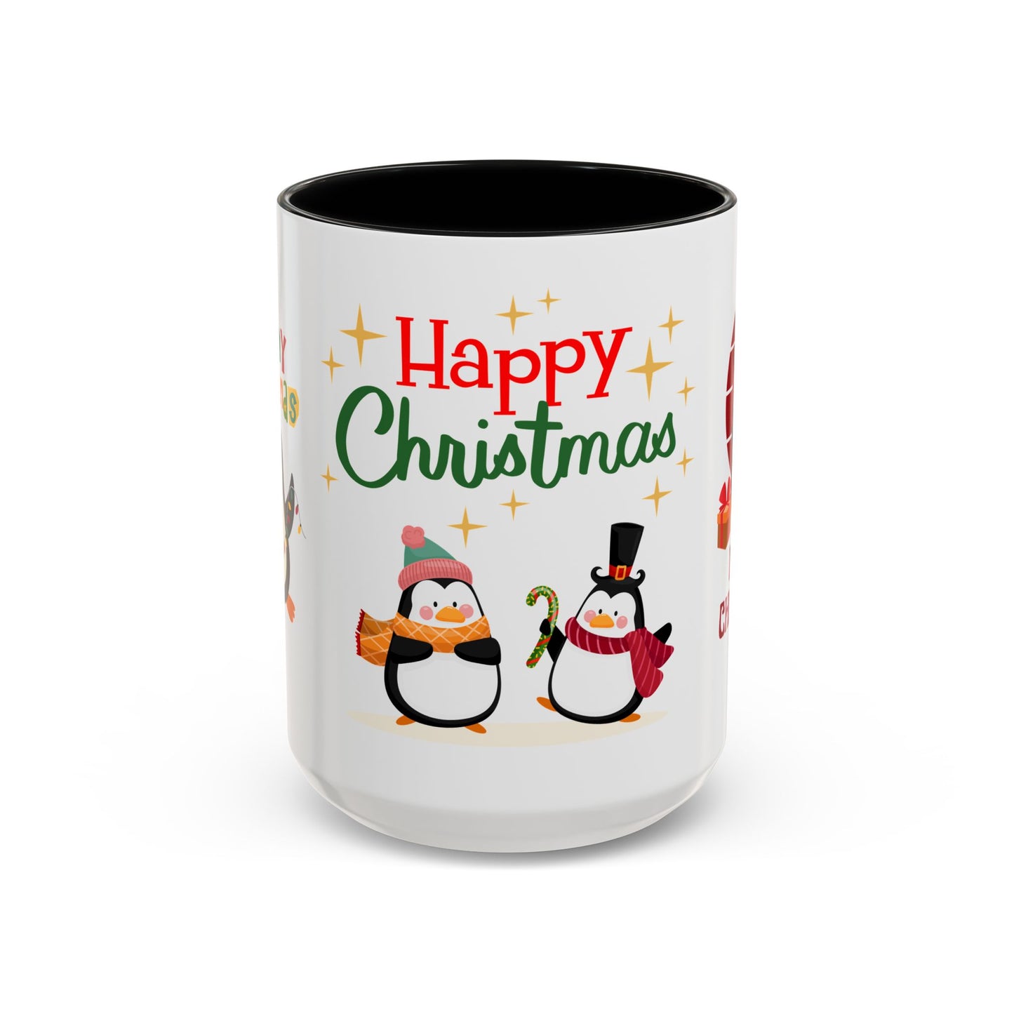 Penguins, Merry Christmas - Accent Coffee Mug (11, 15oz)