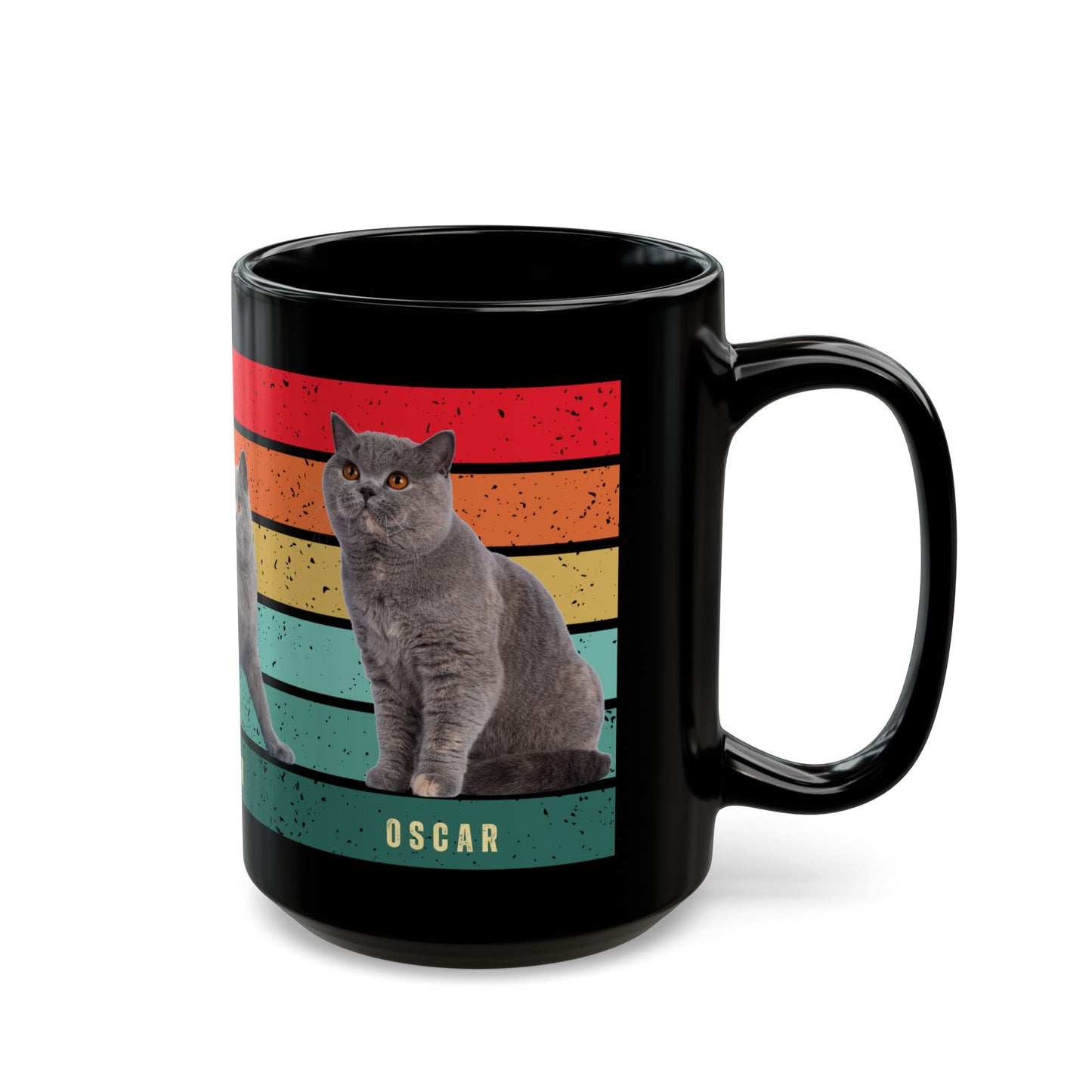 Oscar, Cat Photo, Customizable  - Black Mug (11oz, 15oz) - 10229
