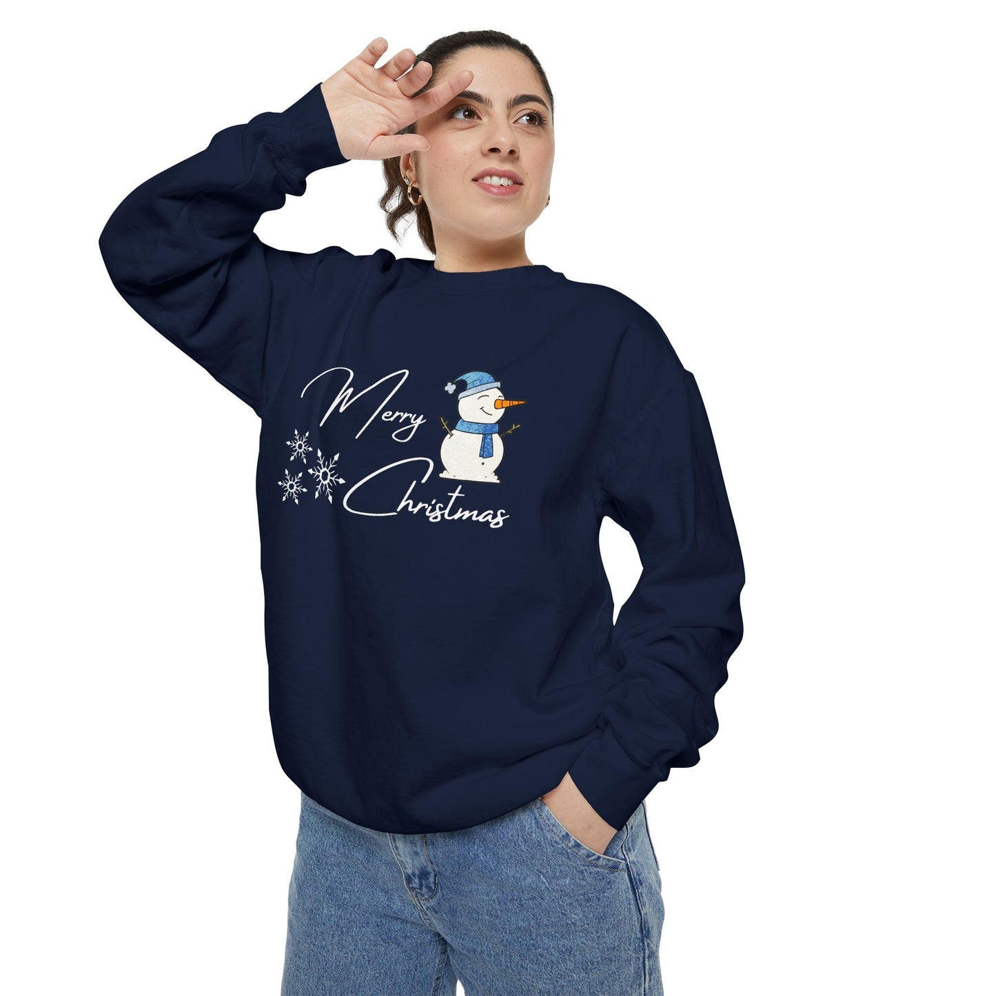 Snowman, Merry Christmas - Unisex Garment-Dyed Sweatshirt - 10176