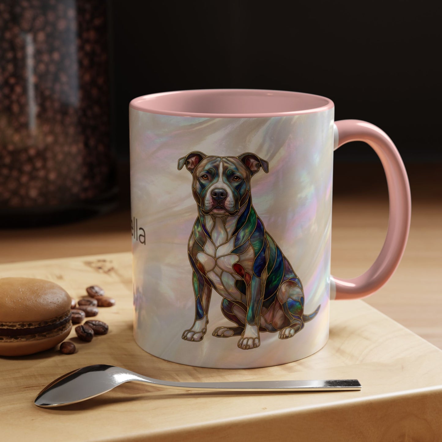Pitbull Dog Accent Coffee Mug — Stained Glass Design (11/15oz) - 14536