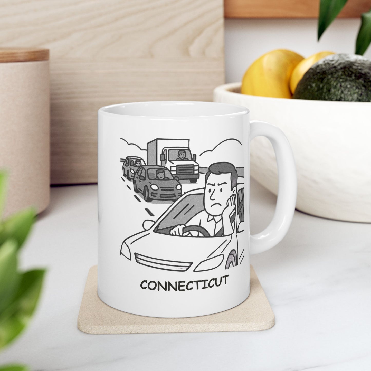 "Connecticut: The state where ‘rush hour’ is a way of life." Ceramic Mug - 13837