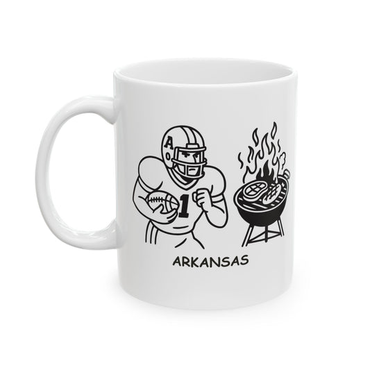 "In Arkansas, we like our football like we like our BBQ—hot and spicy."  Ceramic Mug - 13348