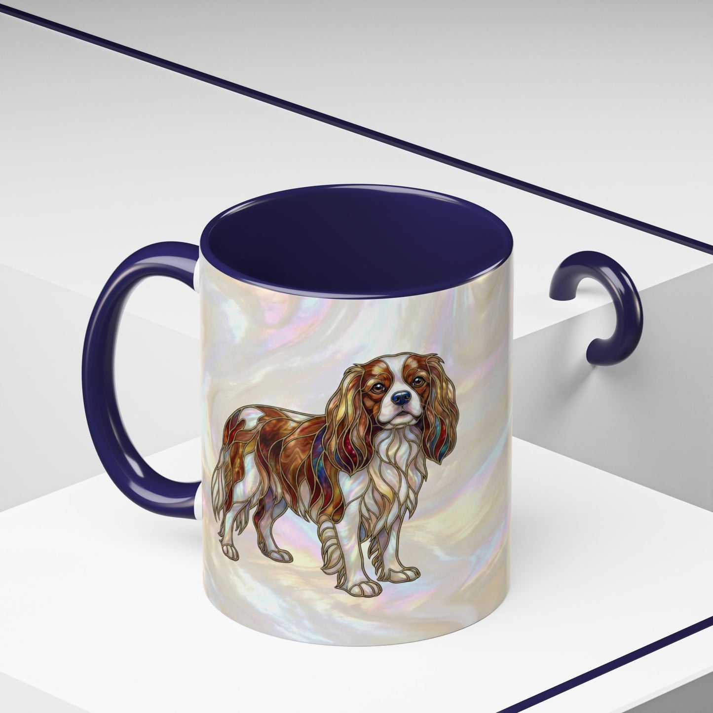 Cavalier King Charles Accent Coffee Mug -Stained Glass Style (11/15oz) - 14624