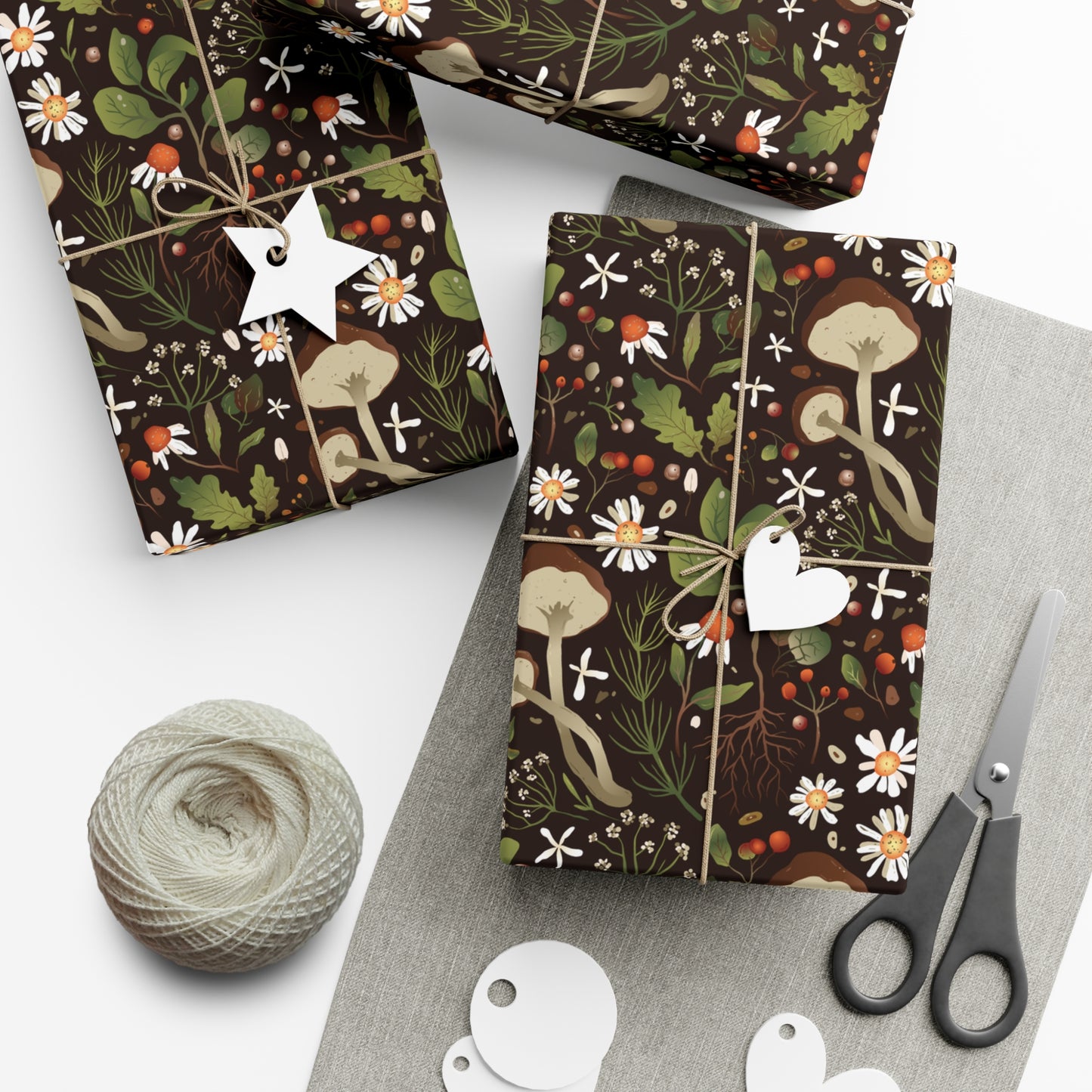 Dark Brown, Mushroom Pattern - Gift Wrap Papers - 10365