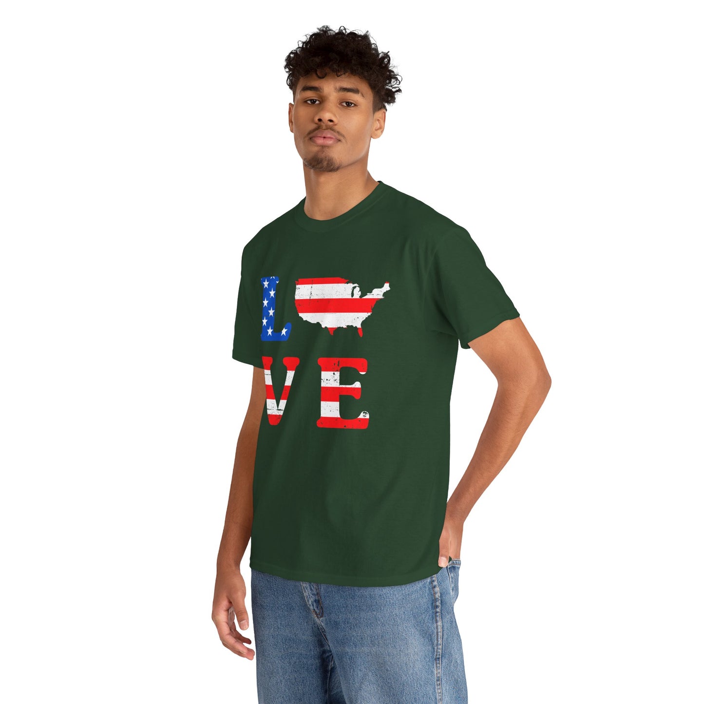 Patriotic Love Tee | Unisex Heavy Cotton T-Shirt, USA Love Shirt, 4th of July Gift, Casual Wear, Independence Day Apparel - 13696
