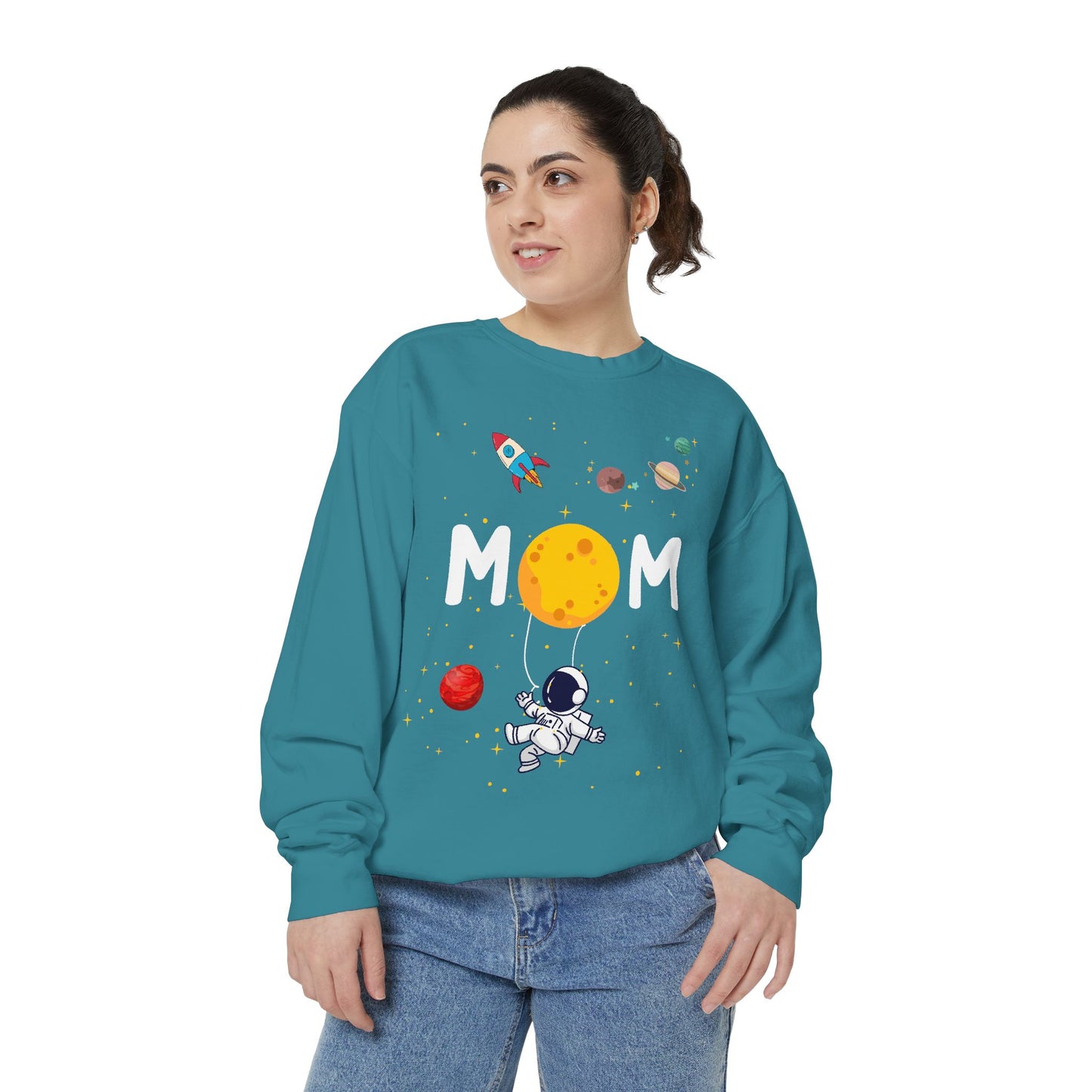 Astronaut Mom Garment-Dyed Sweatshirt | Space-Themed Gift for Mothers - 11838