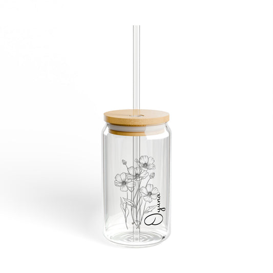 Flowers,  Customizable - Sipper Glass, 16oz