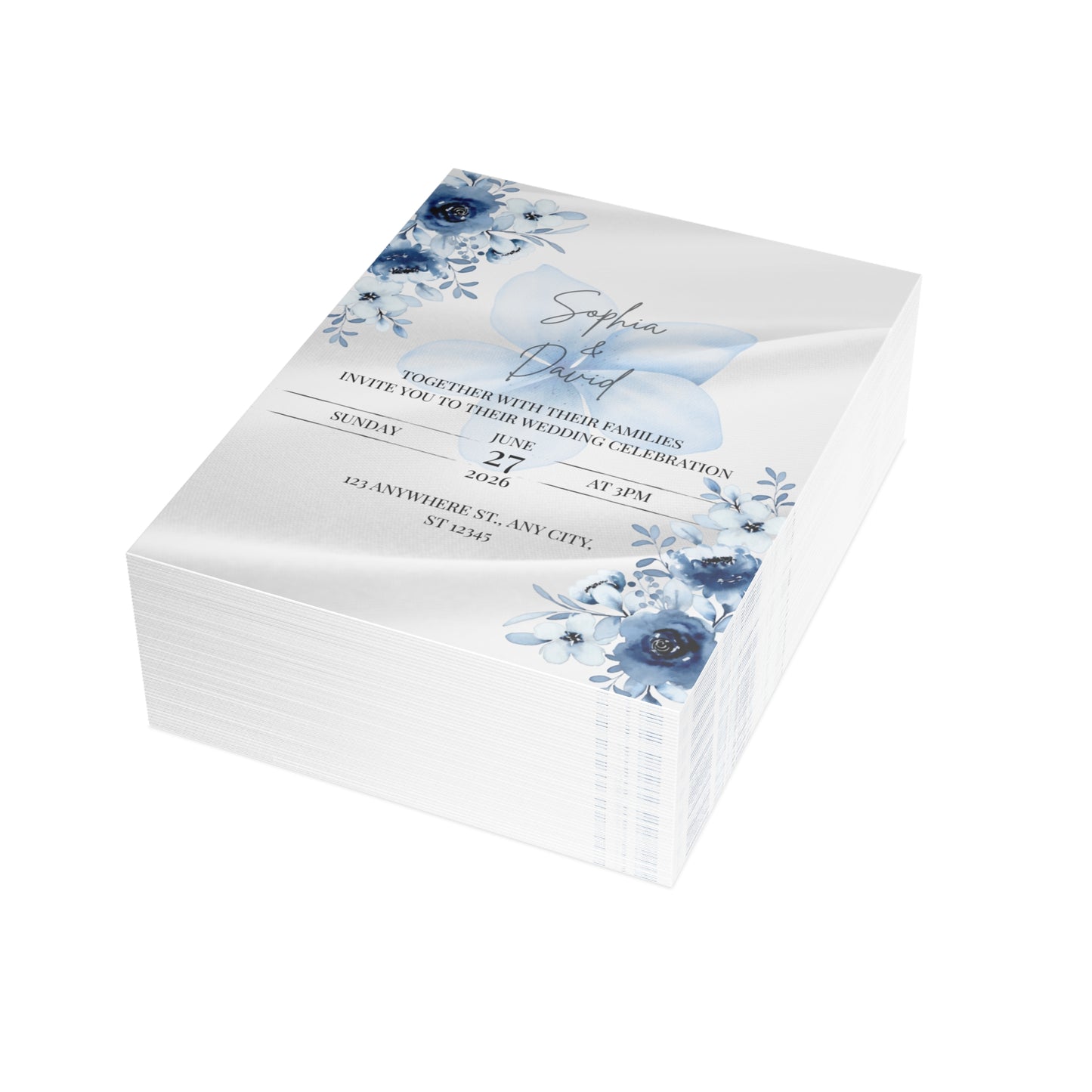 Custom Wedding Invitation with Flowers (envelopes included) - 14666