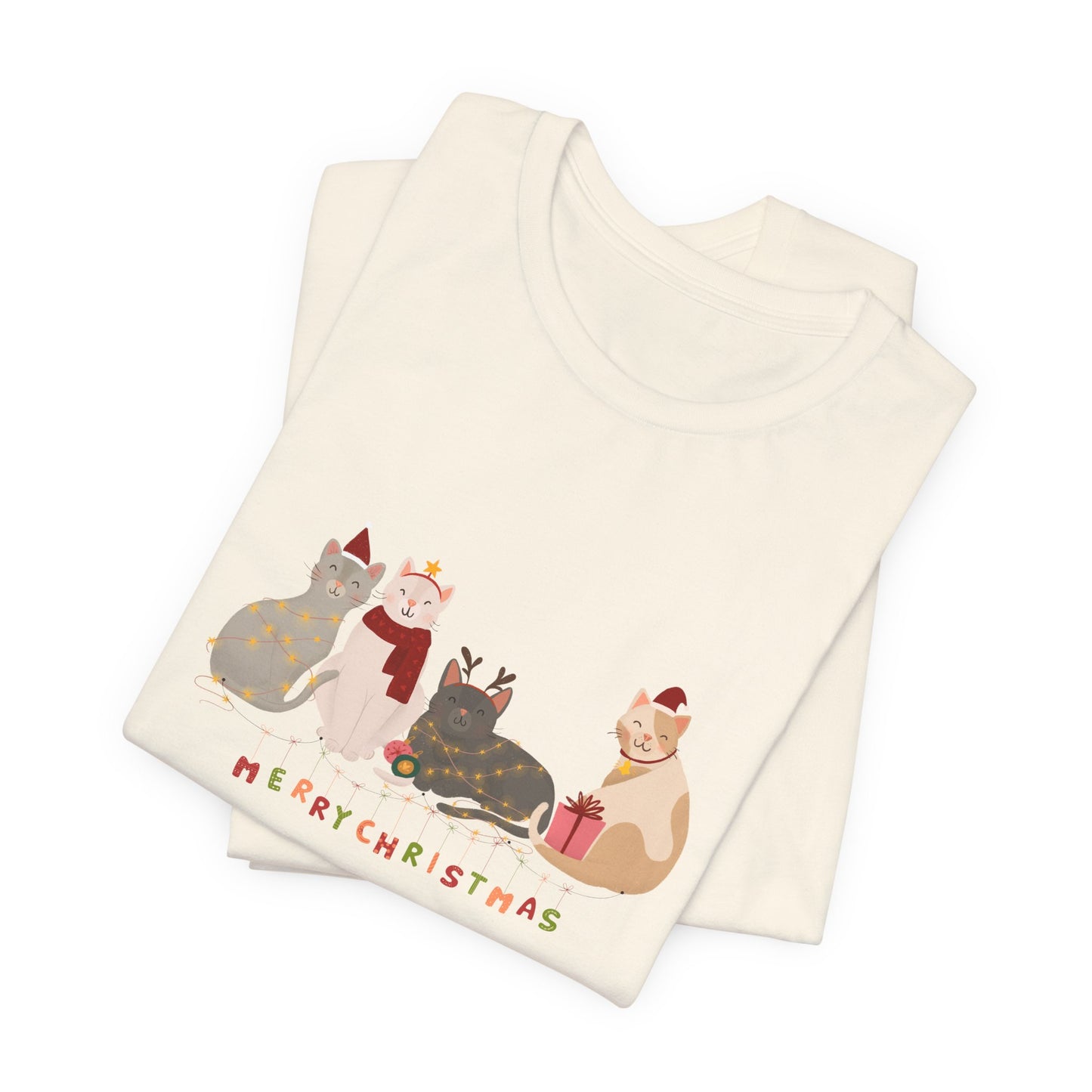 Cats, Merry Christmas - Unisex Jersey Short Sleeve Tee - 10283