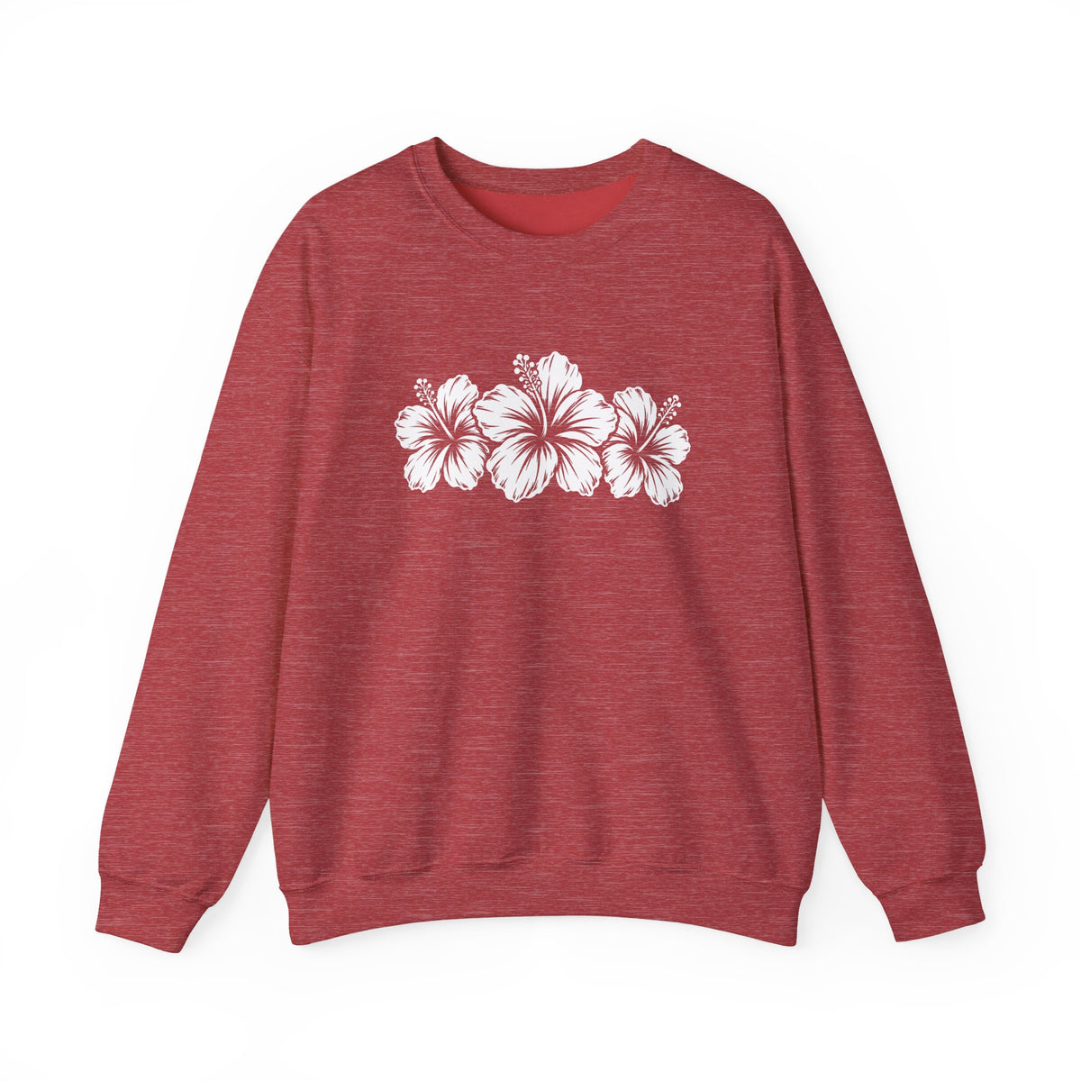 Hibiscus Floral Crewneck Sweatshirt,  Tropical Flower Graphic - 14996