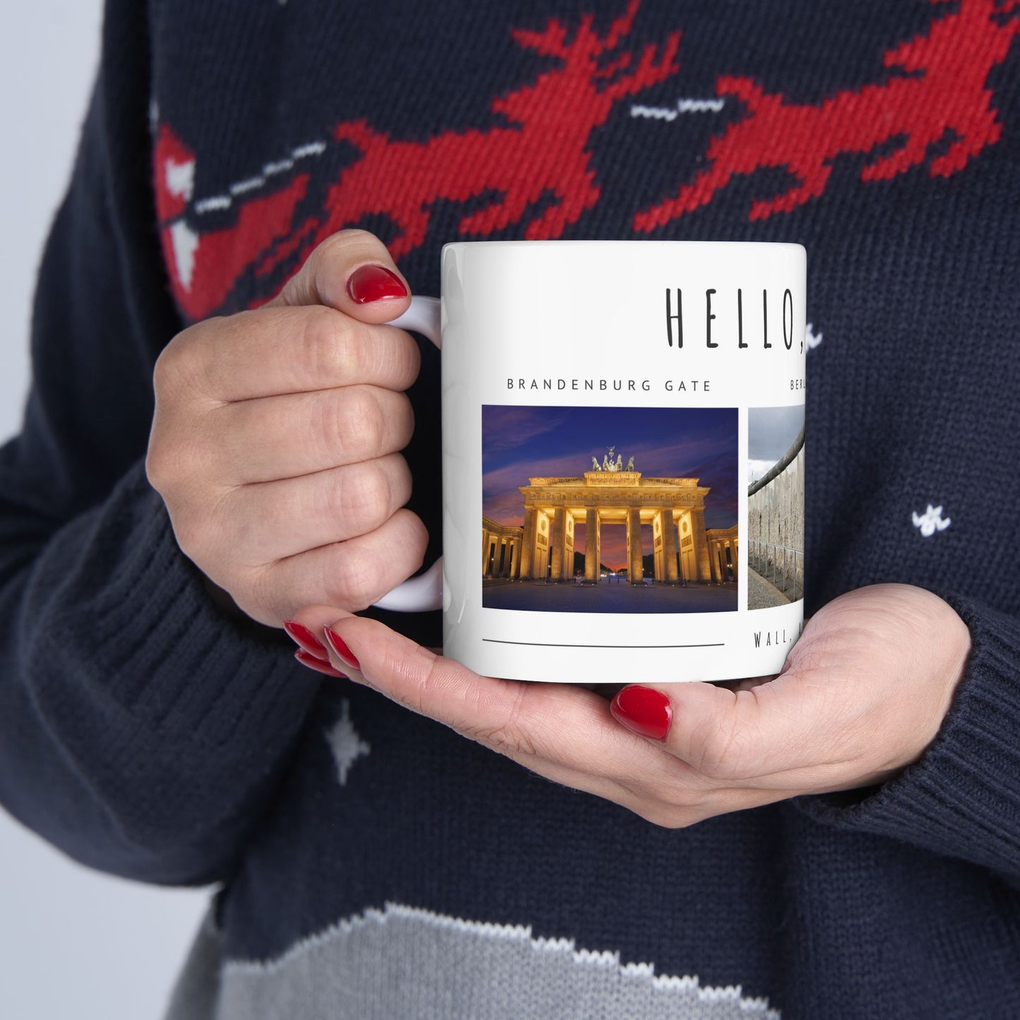 Hello Berlin! Ceramic Travel Mug with Cityscape Design - Perfect Gift for Travelers and History Lovers - 12015