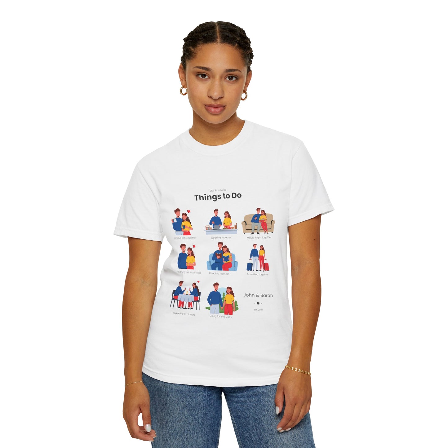 Our Favourite Things to Do Together – Personalised Valentine’s Illustration T-Shirt Gift - 14722