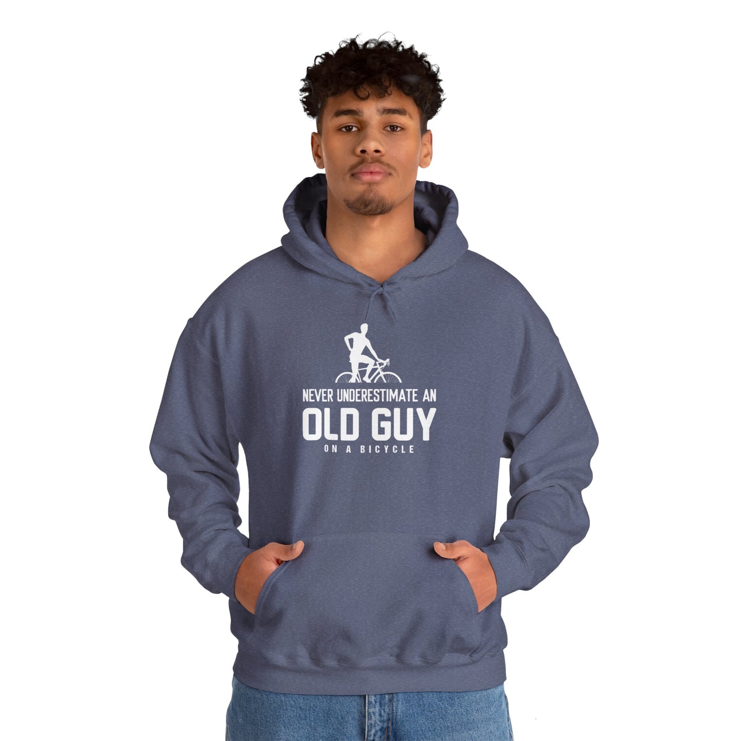 Never Underestimate An Old Guy On A Bicycle - Unisex Heavy Blend™ Hooded Sweatshirt