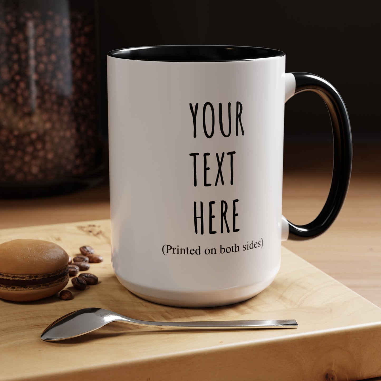 Personalized Accent Coffee Mug – Custom Text Printed Both Sides (11oz & 15oz) - 14676