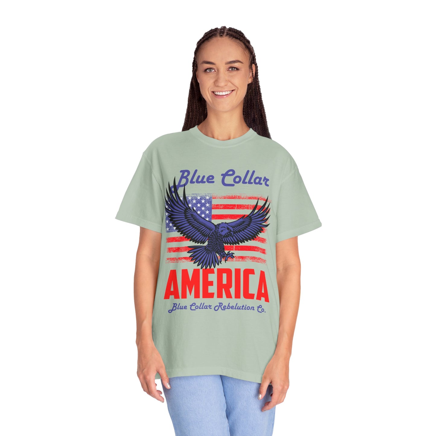 Unisex American Eagle Graphic Tee - Perfect for Patriotic Events, Casual Wear, 4th of July Gatherings, Gifts for Blue Collar Workers - 13695