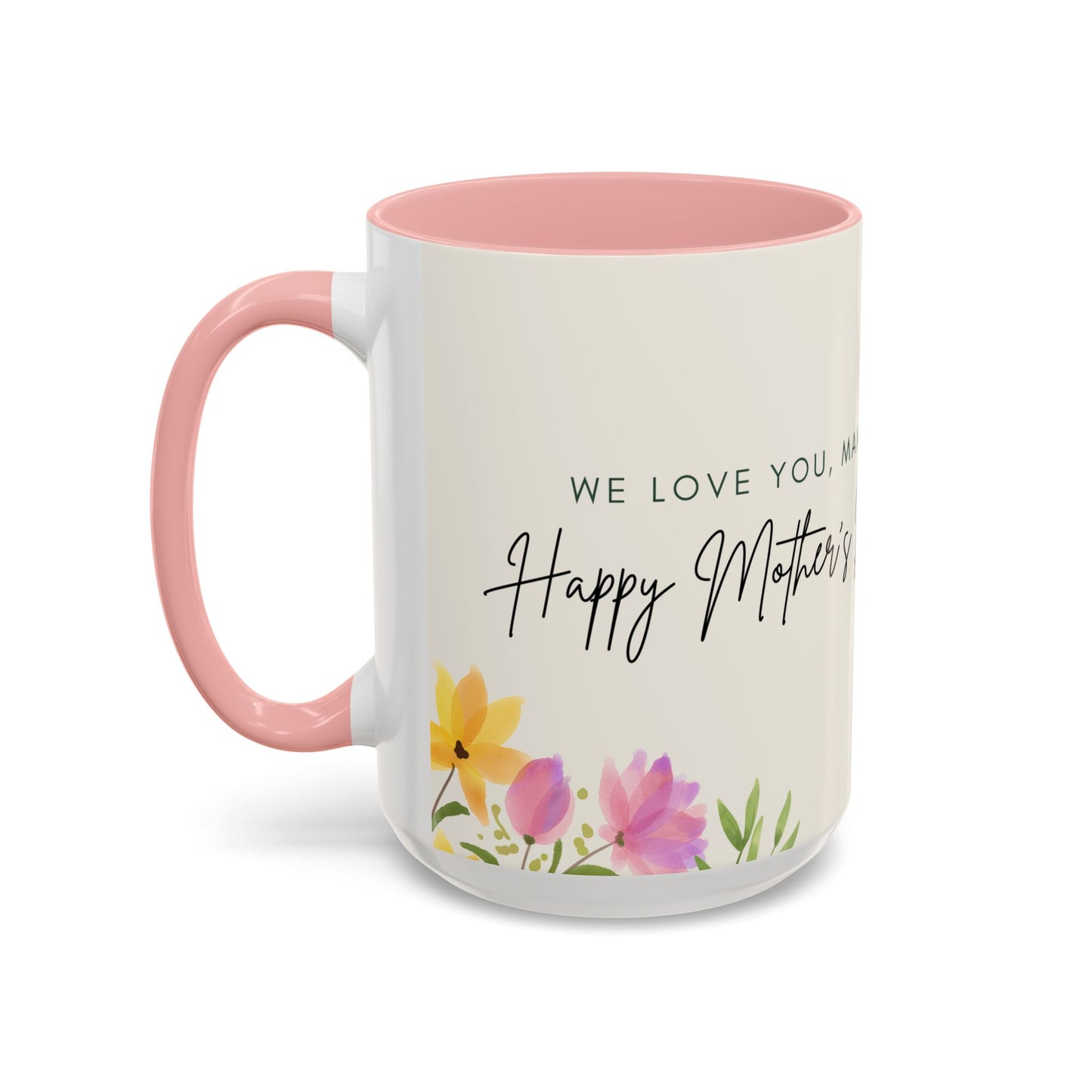 Mother's Day Accent Coffee Mug - Floral Design, Customized Photo - 12542