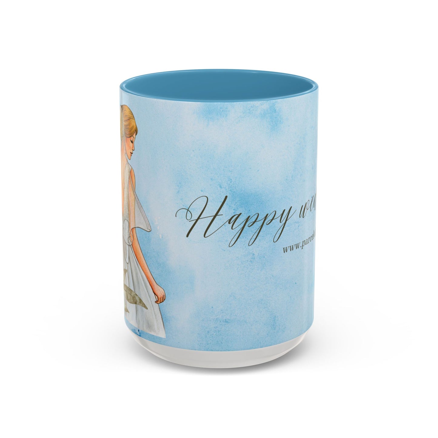 Happy Wedding, Details Customizable - Accent Coffee Mug (11, 15oz) - 11019