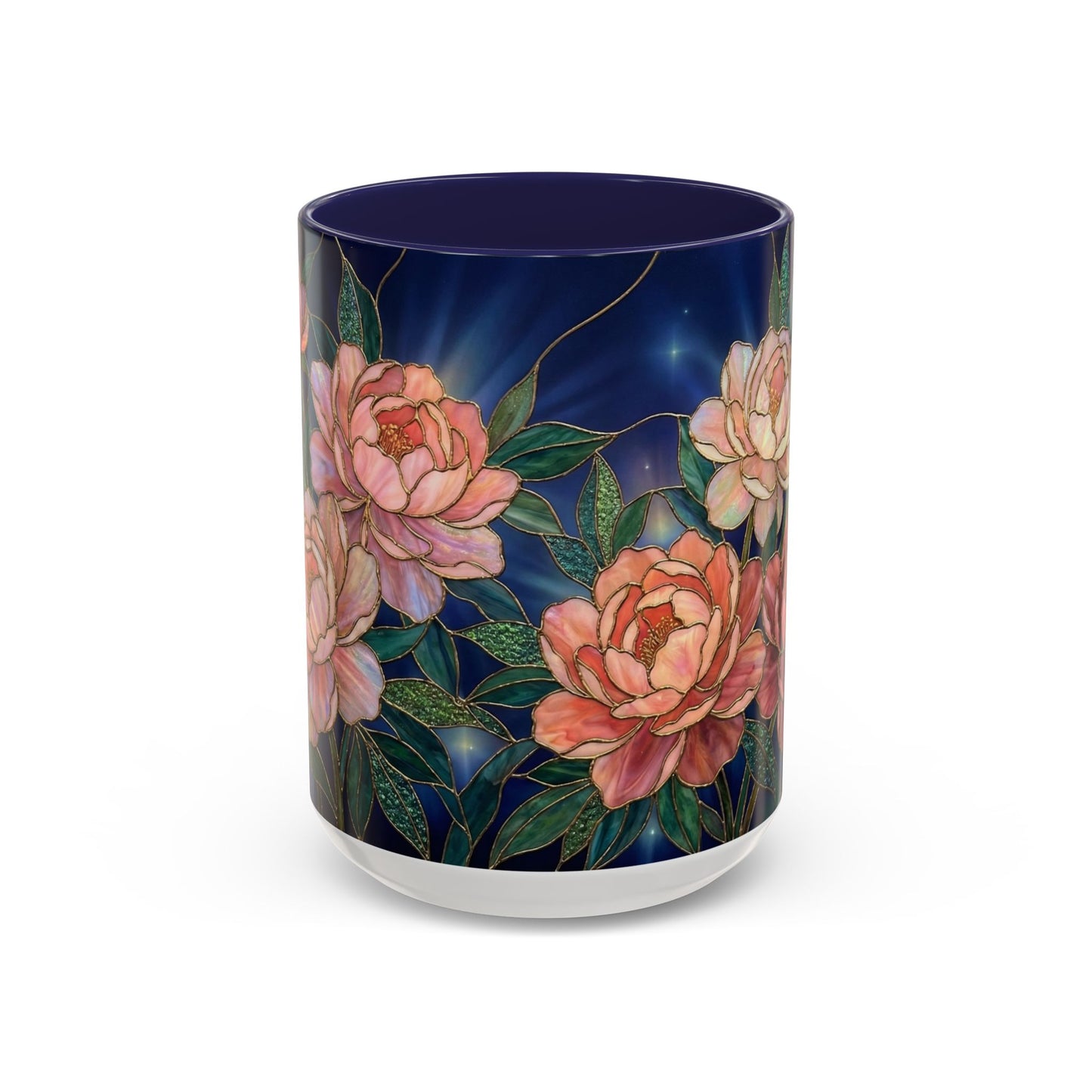 Peony Floral Coffee Mug — Stained Glass Design (11/15oz) -14580