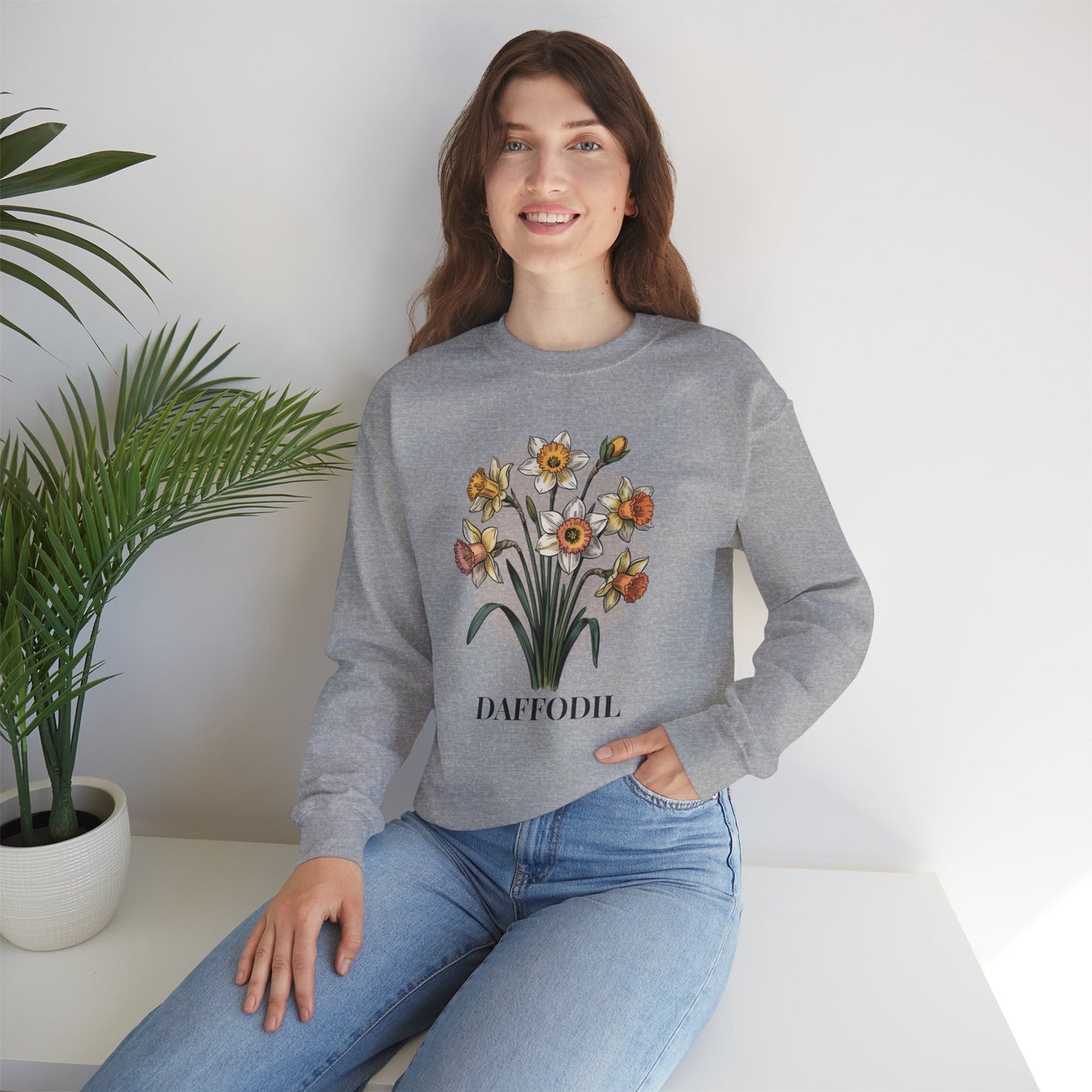 March Birth Flower Daffodil Sweatshirt — Vintage Botanical Floral Crewneck Gift - 14824