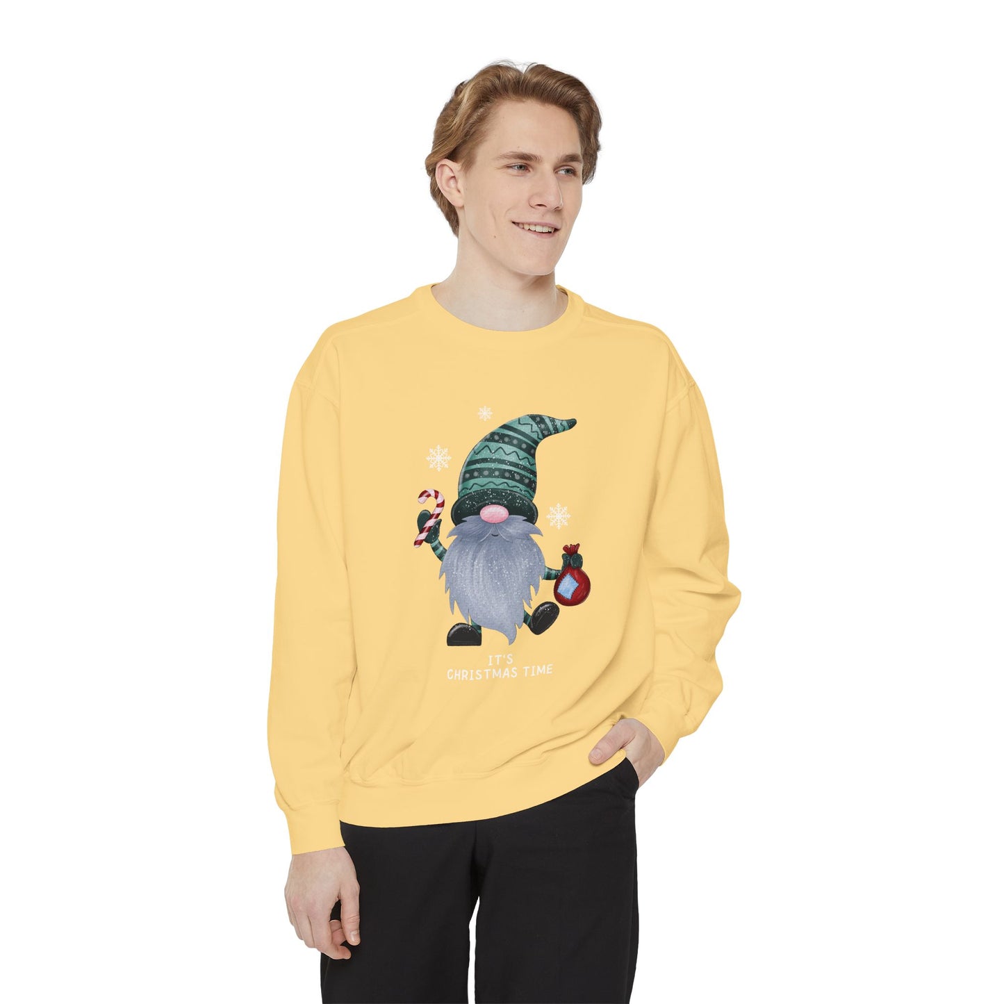 Gnome, It's Christmas Time - Unisex Garment Dyed Sweatshirt - 10507