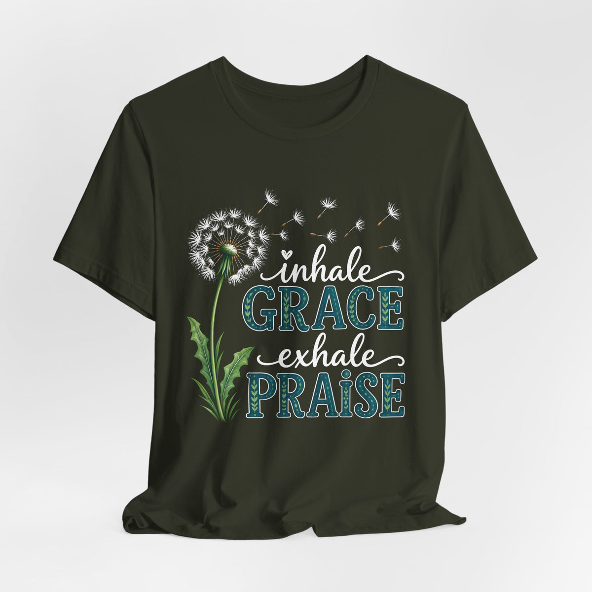Inhale Grace Exhale Praise T-Shirt, Christian Faith Floral Tee - 14990
