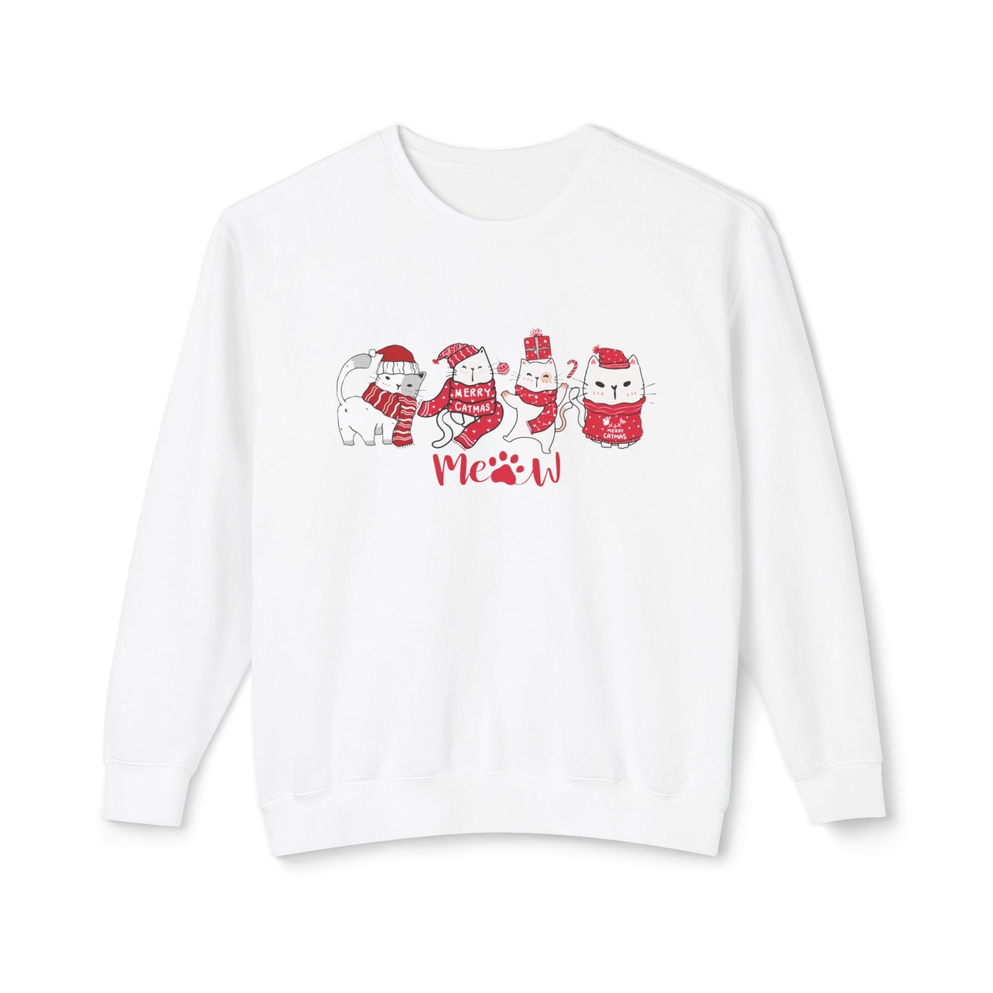 Cats, Merry Christmas - Unisex Lightweight Crewneck Sweatshirt - 10046