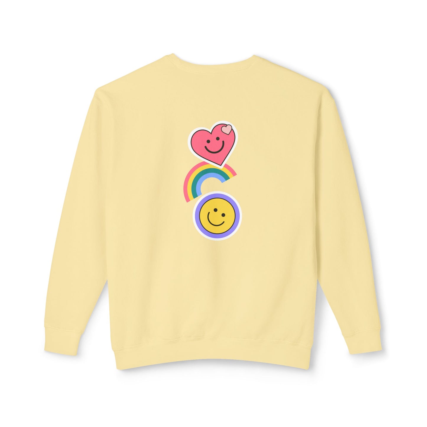 Flowers, Heart, Rainbow, Happy Face - Unisex Lightweight Crewneck Sweatshirt - 11485