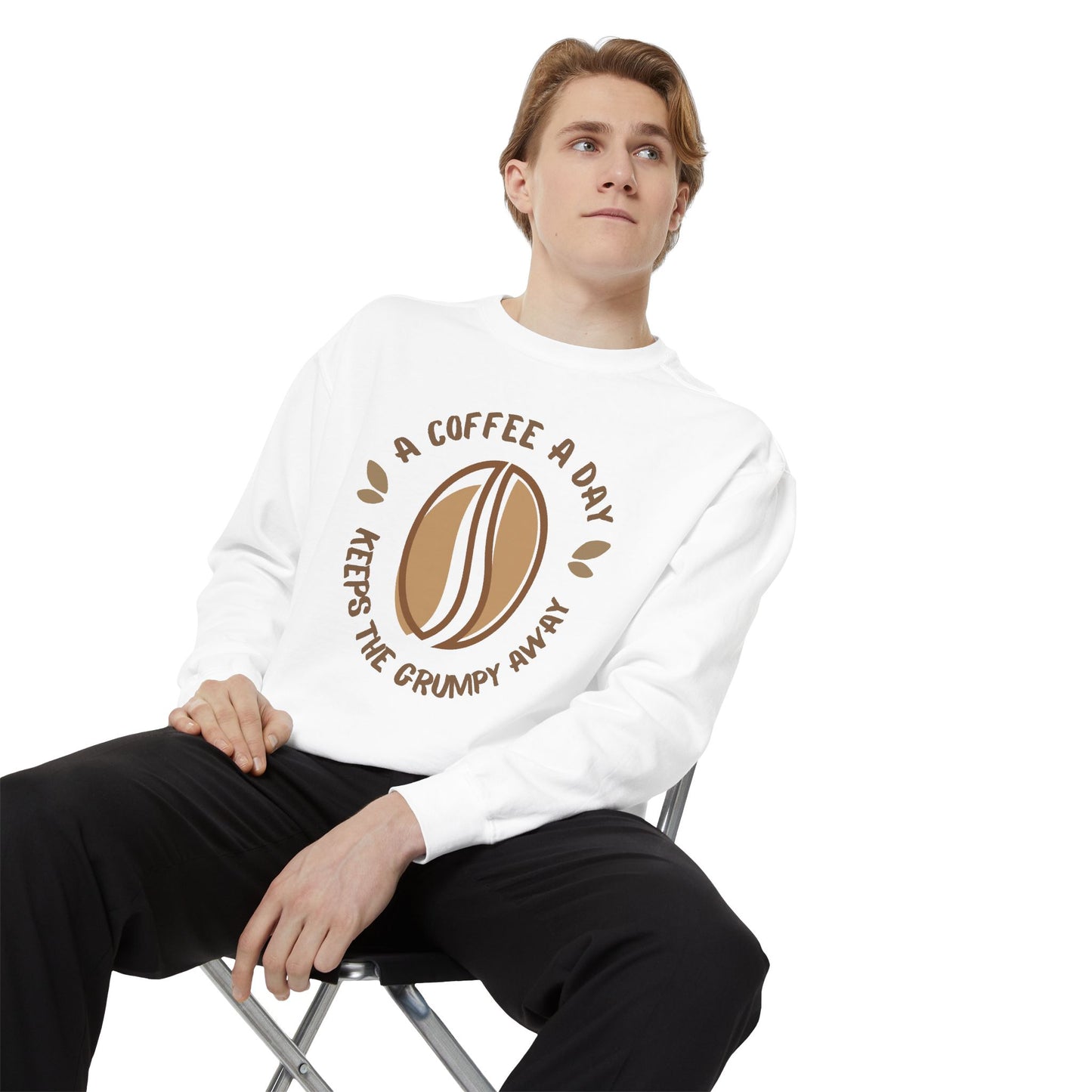 Coffee Day, Keeps The Grumpy Away - Unisex Garment-Dyed Sweatshirt - 11326