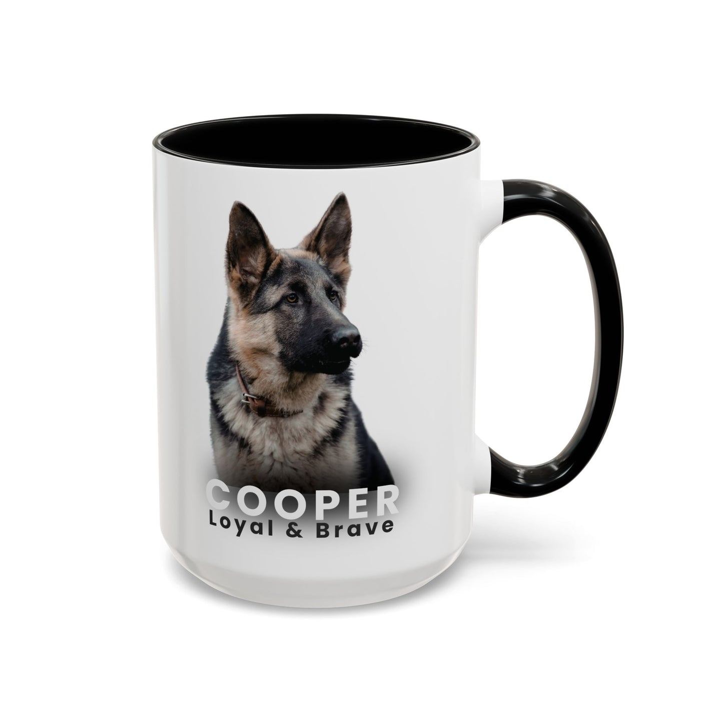 Personalized German Shepherd Mug – Custom Dog Name “Loyal & Brave” Accent Coffee Cup | Gift for Dog Lovers - 14826